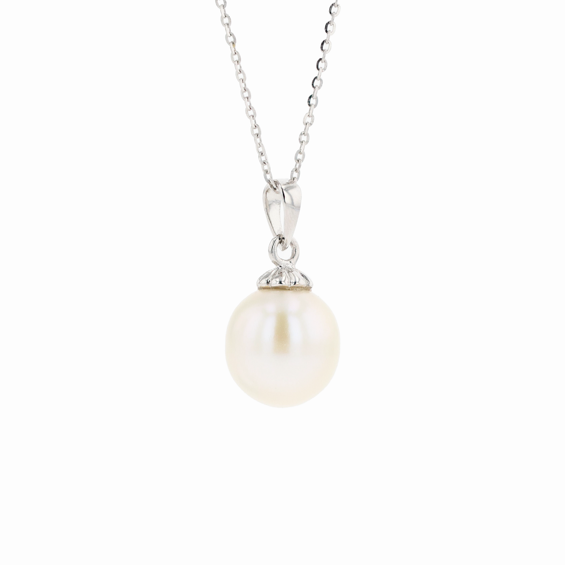 18KG 9-10mm Natural Color South Sea White Pearl Necklace