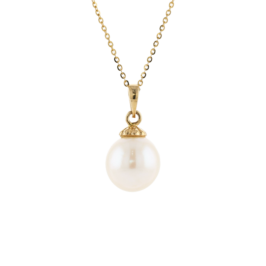 18KG 9-10mm Natural Color South Sea White Pearl Necklace