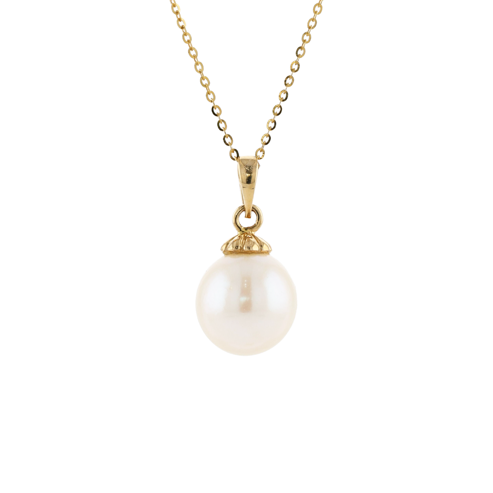 18KG 9-10mm Natural Color South Sea White Pearl Necklace