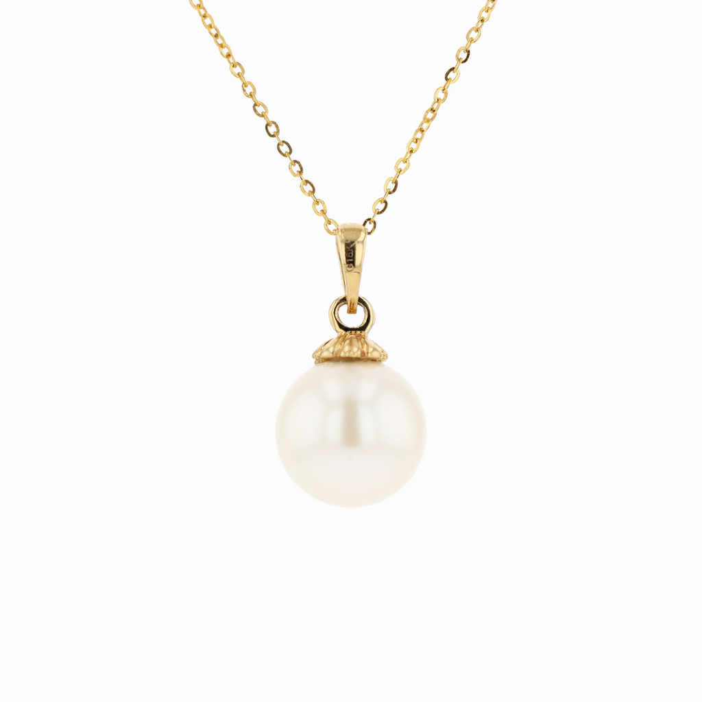 18KG 9-10mm Natural Color South Sea White Pearl Necklace