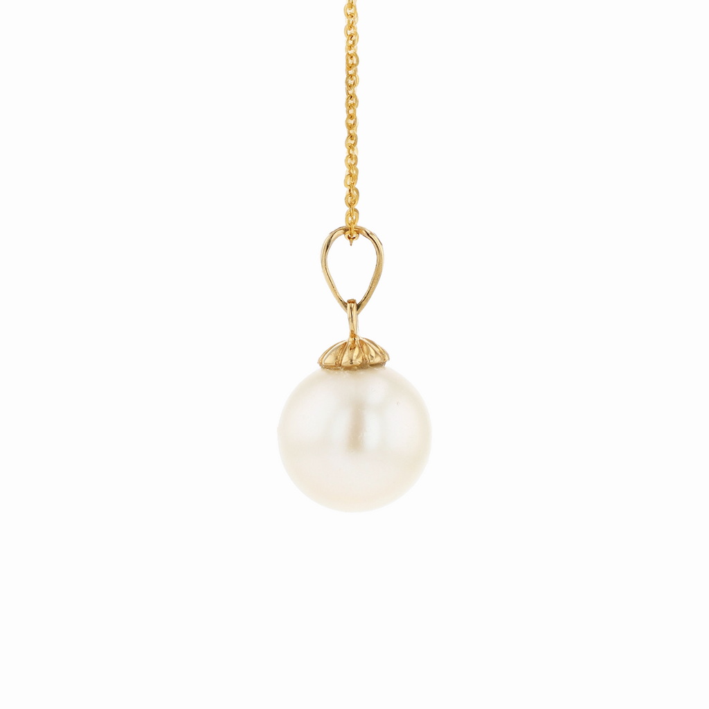 18KG 9-10mm Natural Color South Sea White Pearl Necklace