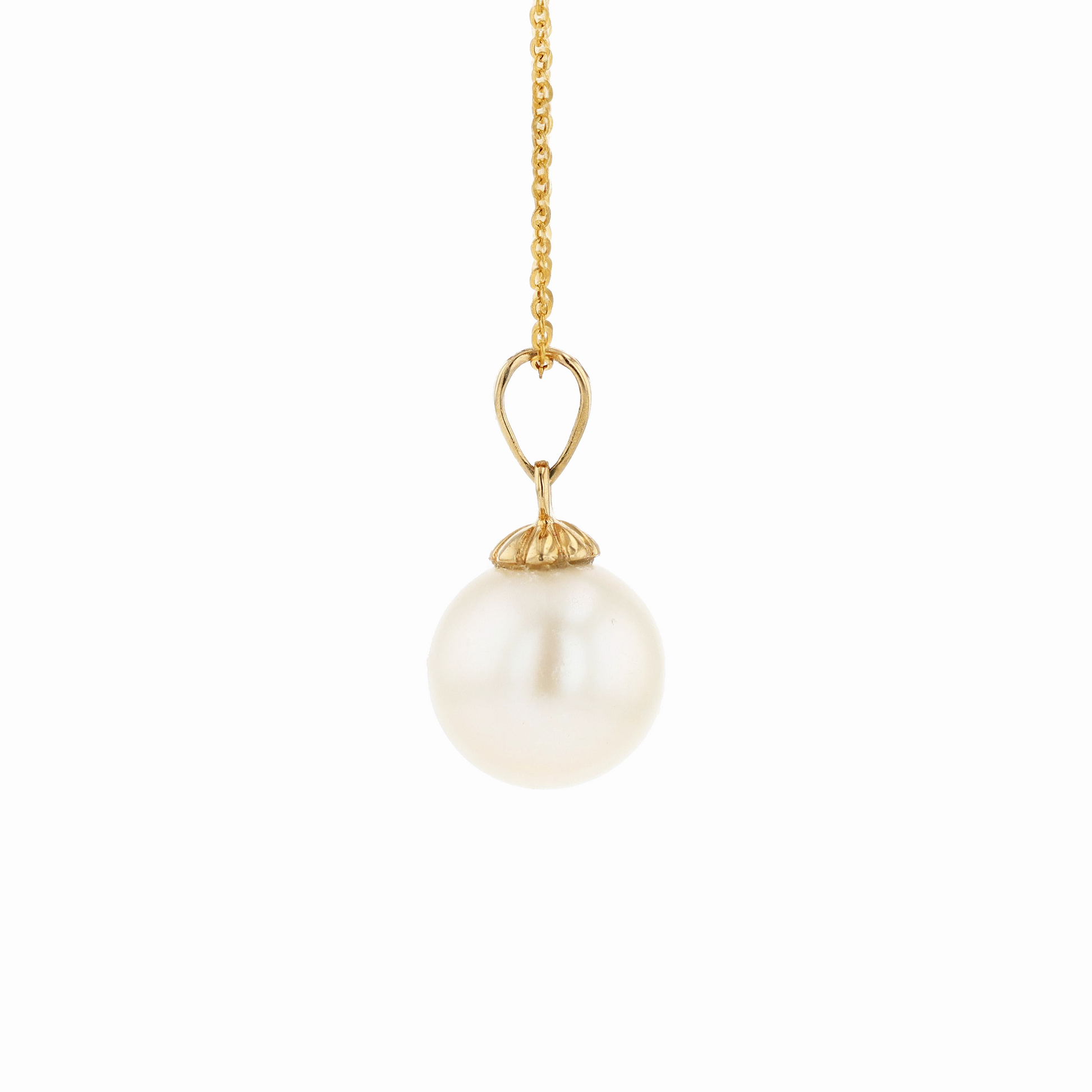 18KG 9-10mm Natural Color South Sea White Pearl Necklace