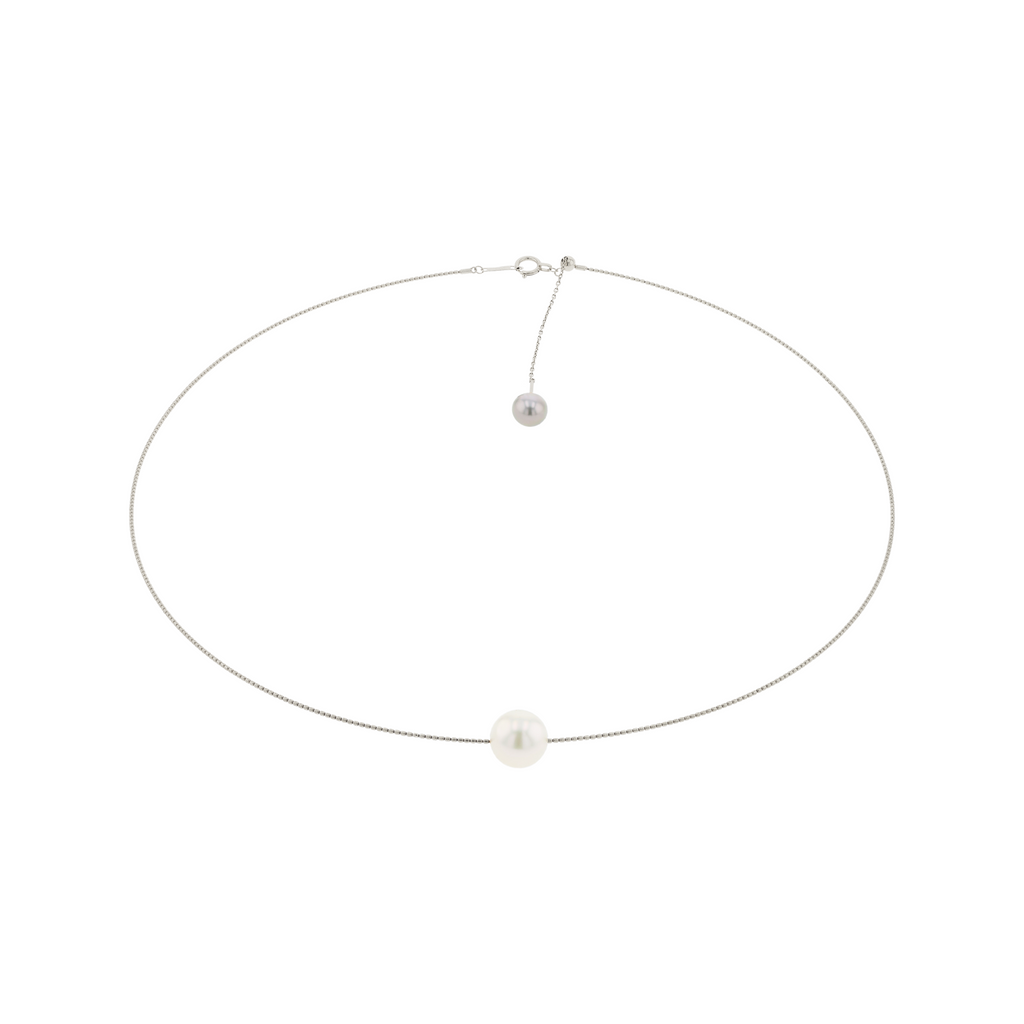 18KG 8.5-8.9mm Natural Color South Sea White Pearl&Tahitian Keshi Choker Necklace