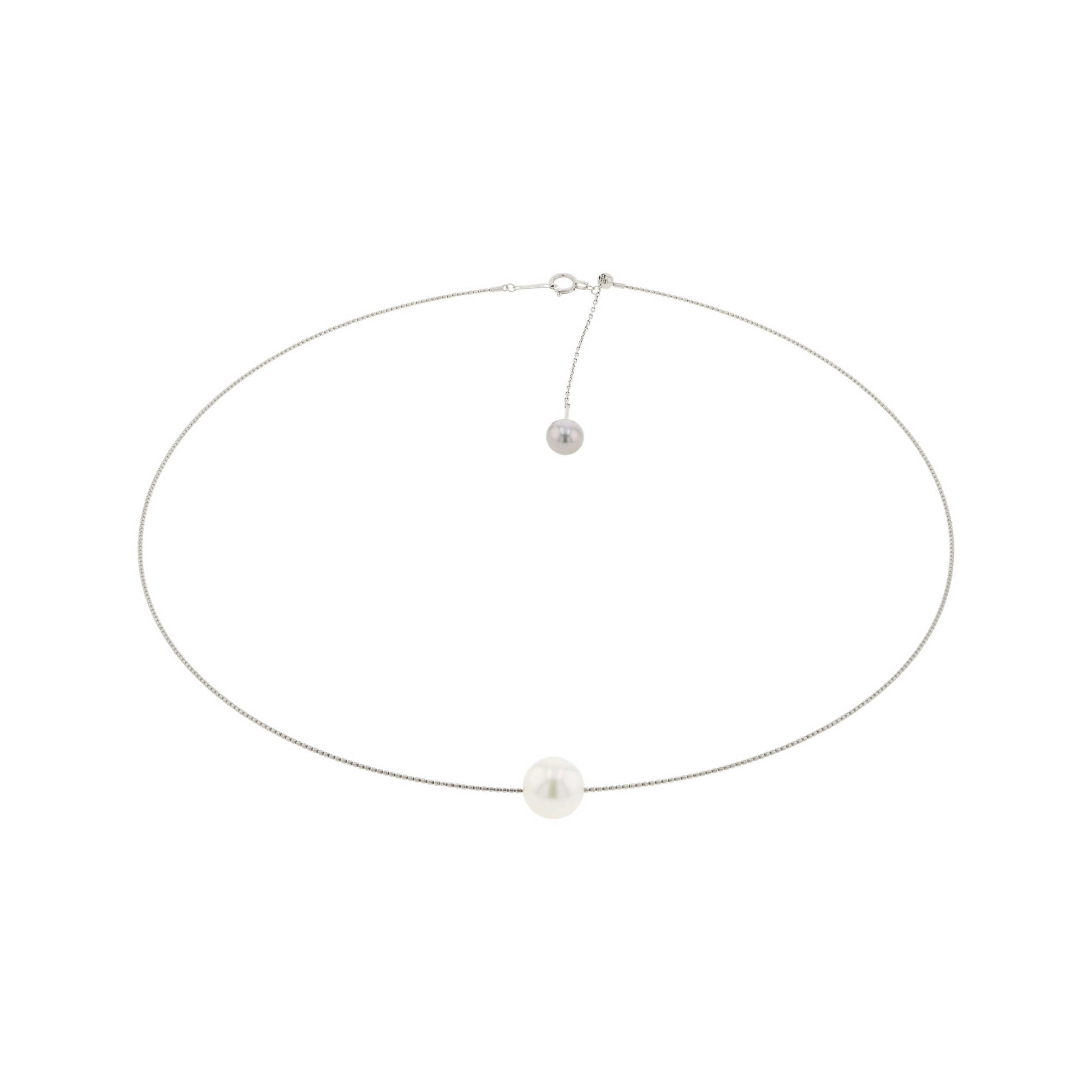 18KG 8.5-8.9mm Natural Color South Sea White Pearl&Tahitian Keshi Choker Necklace