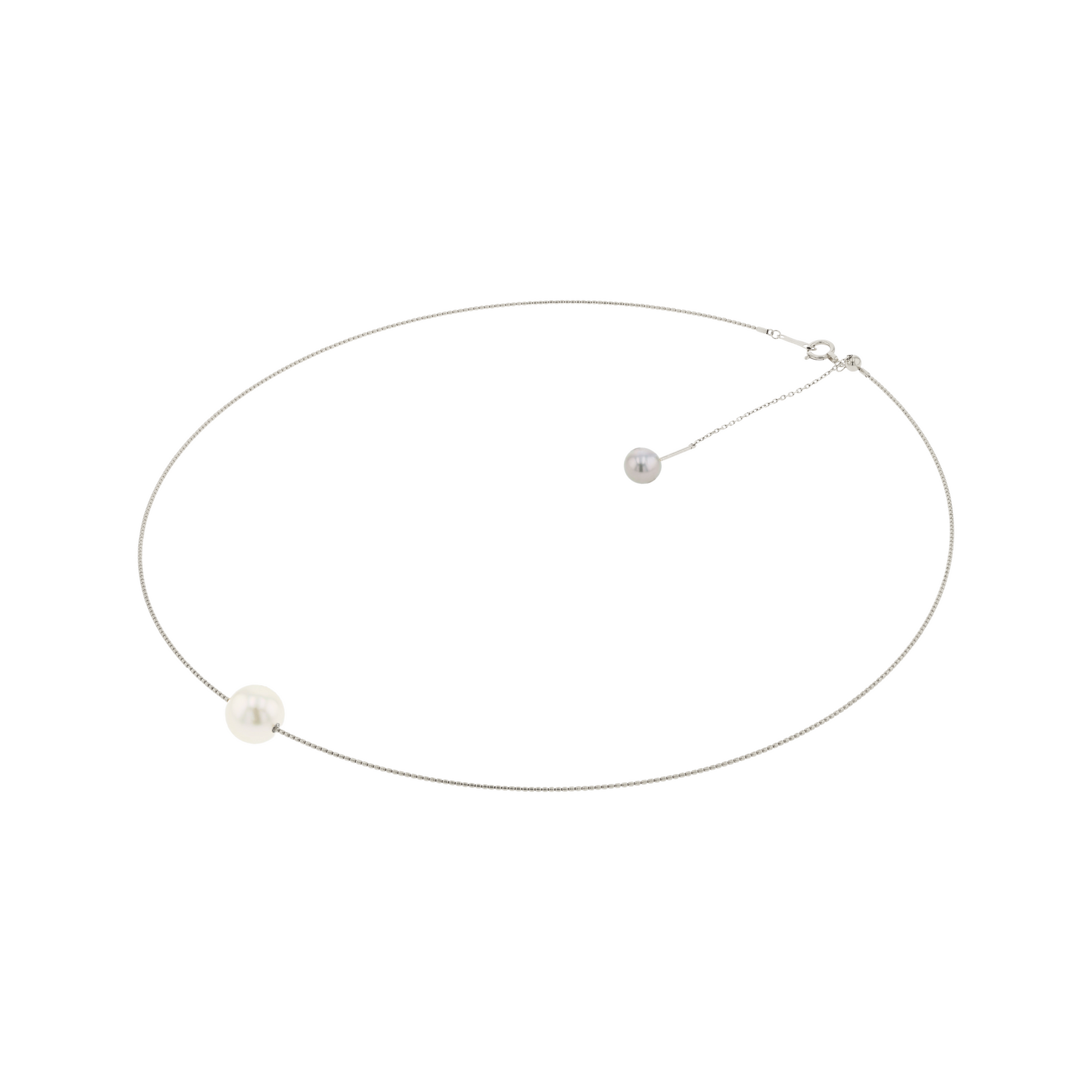 18KG 8.5-8.9mm Natural Color South Sea White Pearl&Tahitian Keshi Choker Necklace