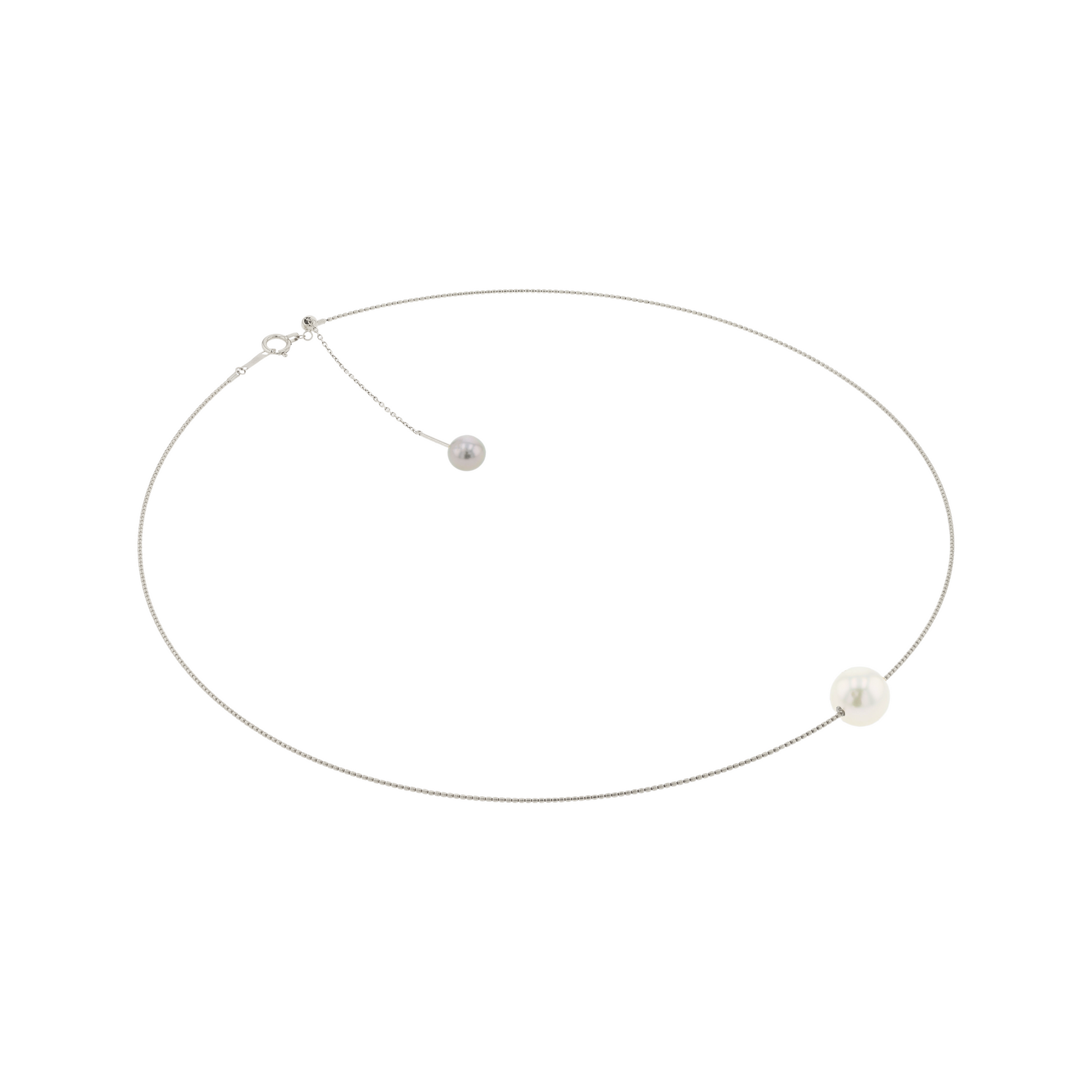 18KG 8.5-8.9mm Natural Color South Sea White Pearl&Tahitian Keshi Choker Necklace