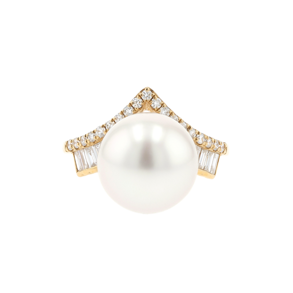 18KG 11.7mm South Sea White Pearl Diamond Ring
