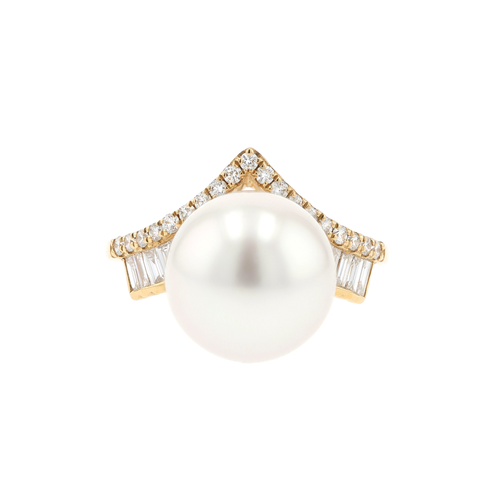 18KG 11.7mm South Sea White Pearl Diamond Ring