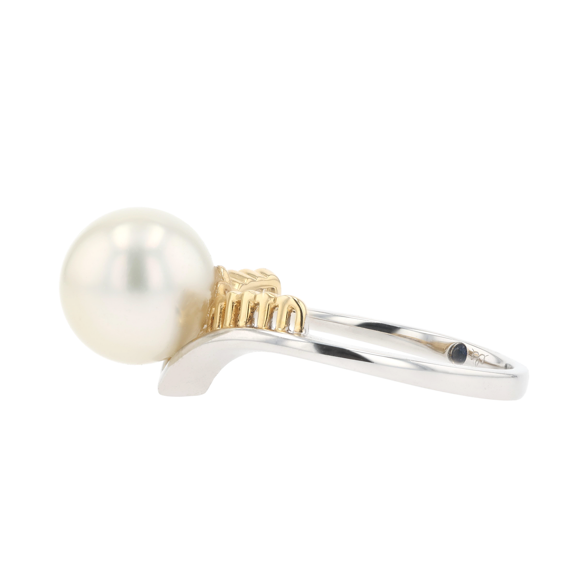 18KG 9.3mm South Sea White Pearl Ring