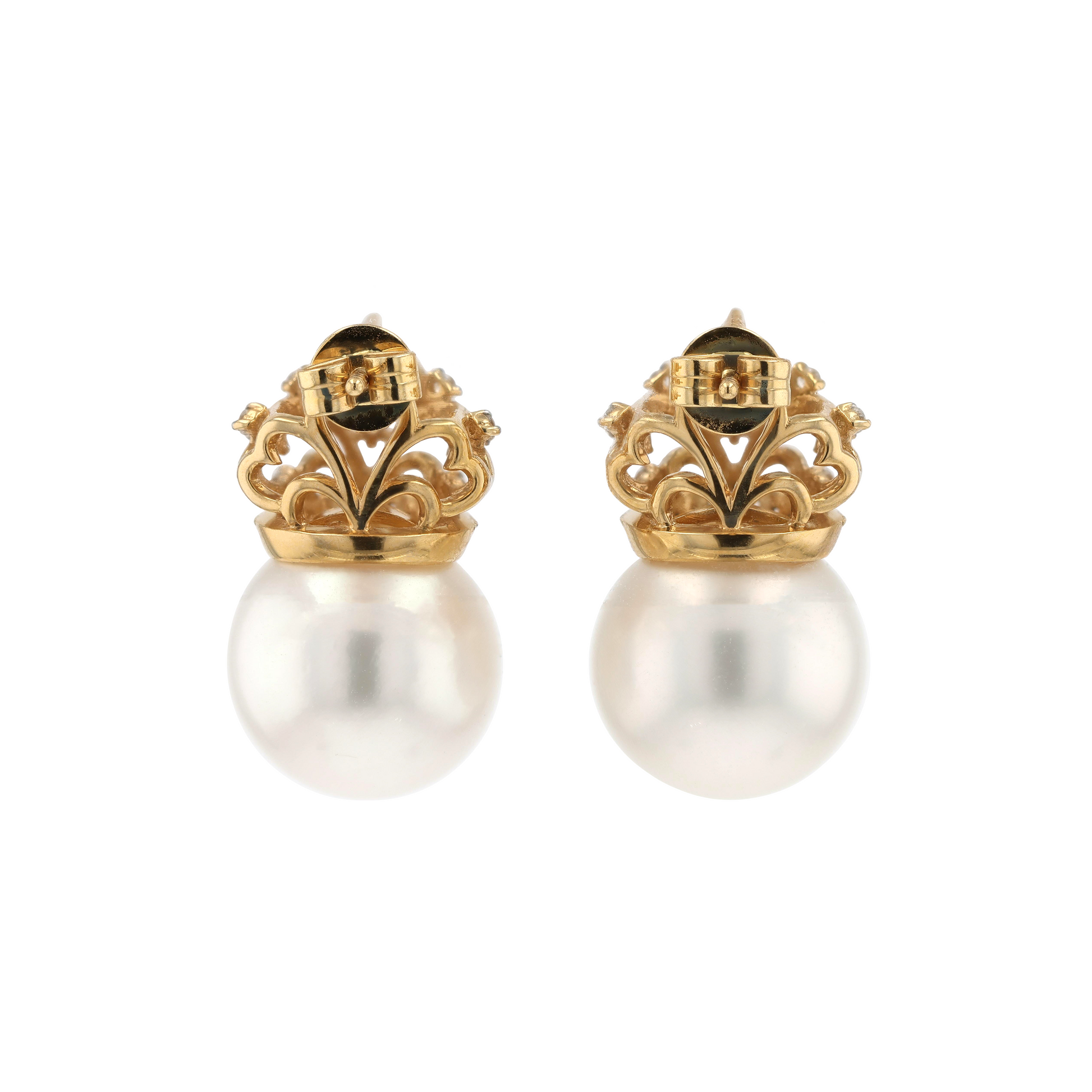 18KG 11.6/11.6mm South Sea White Pearl Diamond Earrings