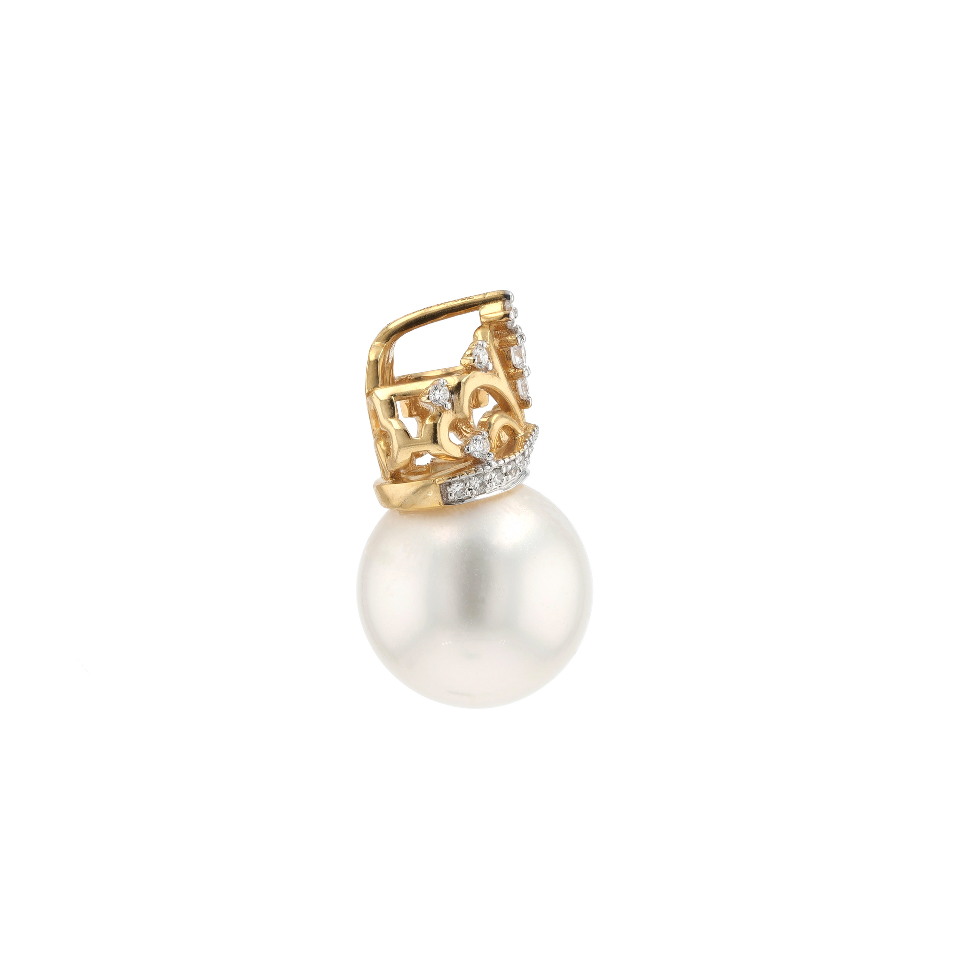 18KG 11.6/11.6mm South Sea White Pearl Diamond Earrings