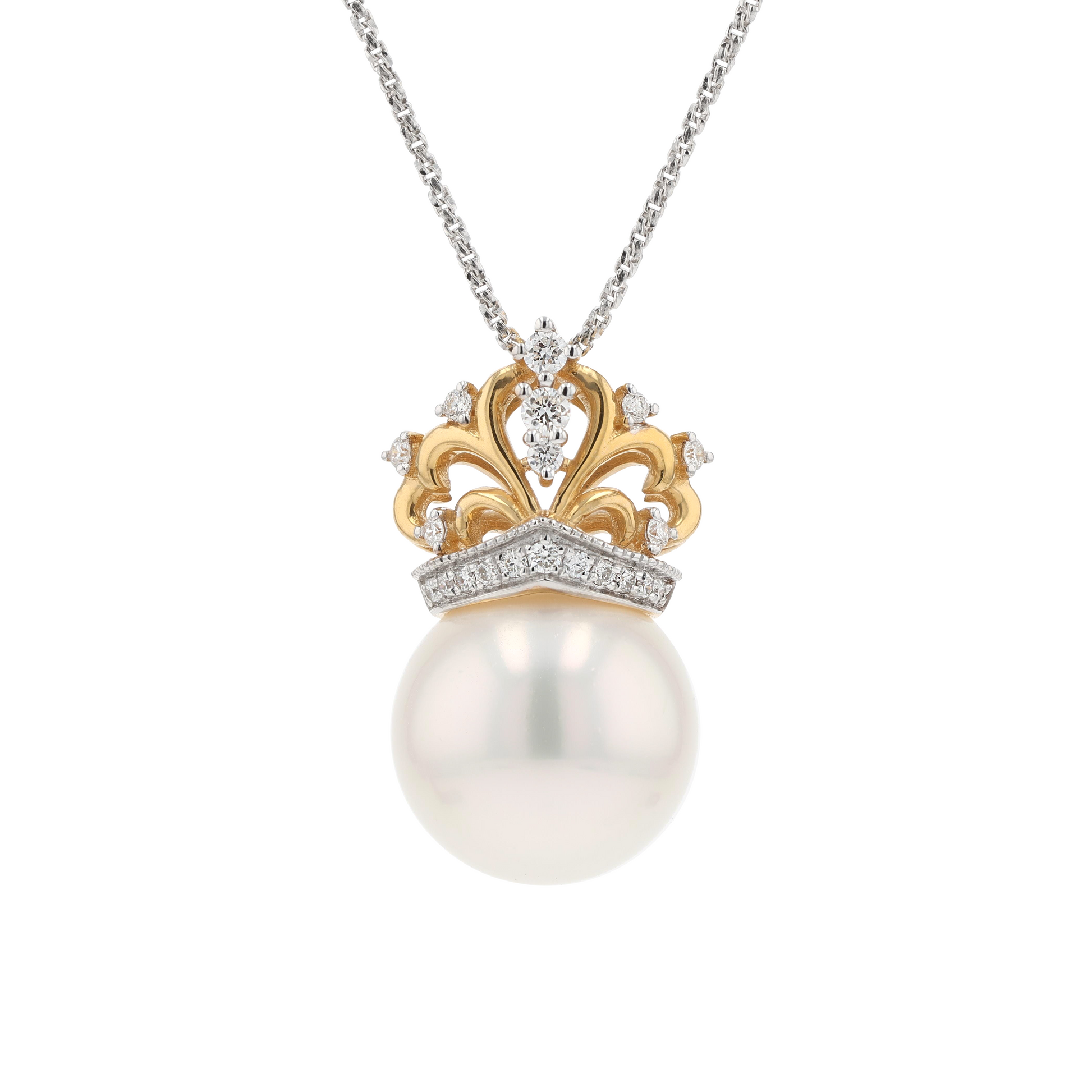 18KG 12.7mm South Sea White Pearl Diamond Pendant