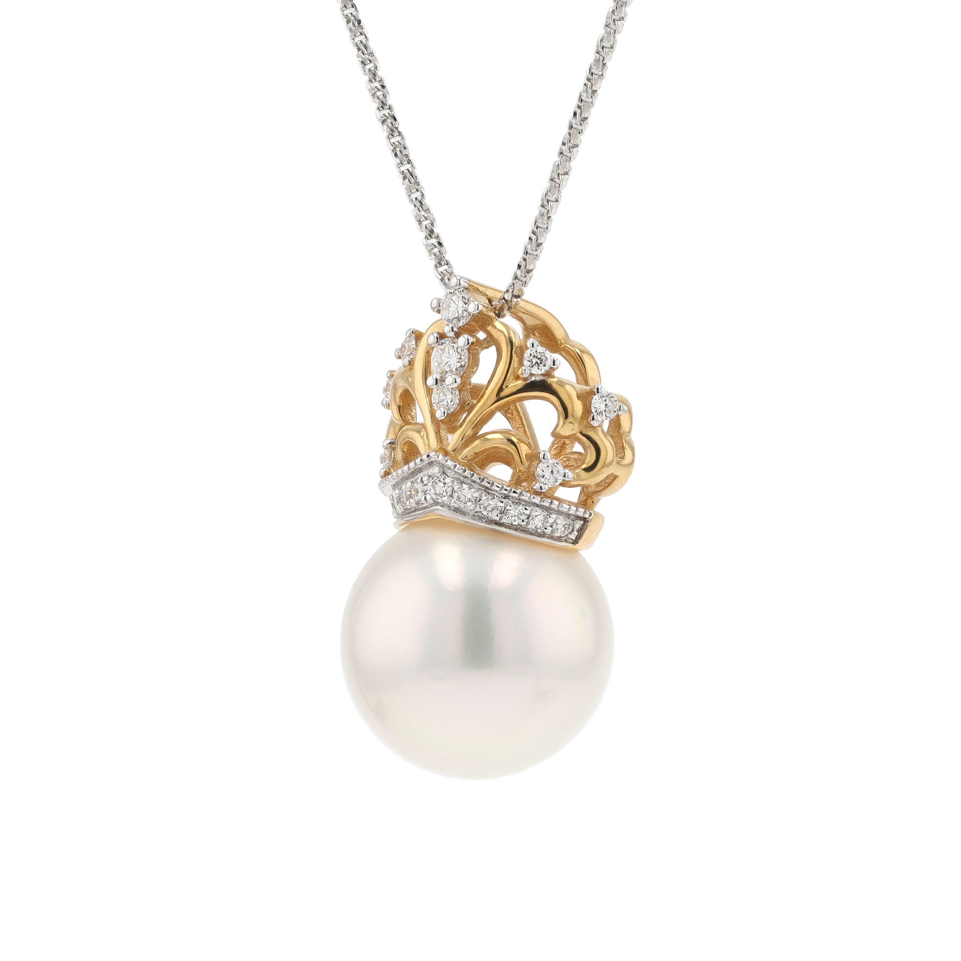 18KG 12.7mm South Sea White Pearl Diamond Pendant