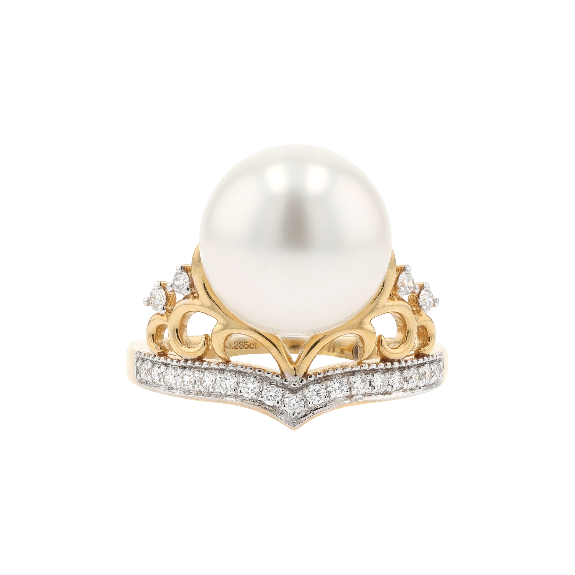 18KG 11.8mm South Sea White Pearl Diamond Ring