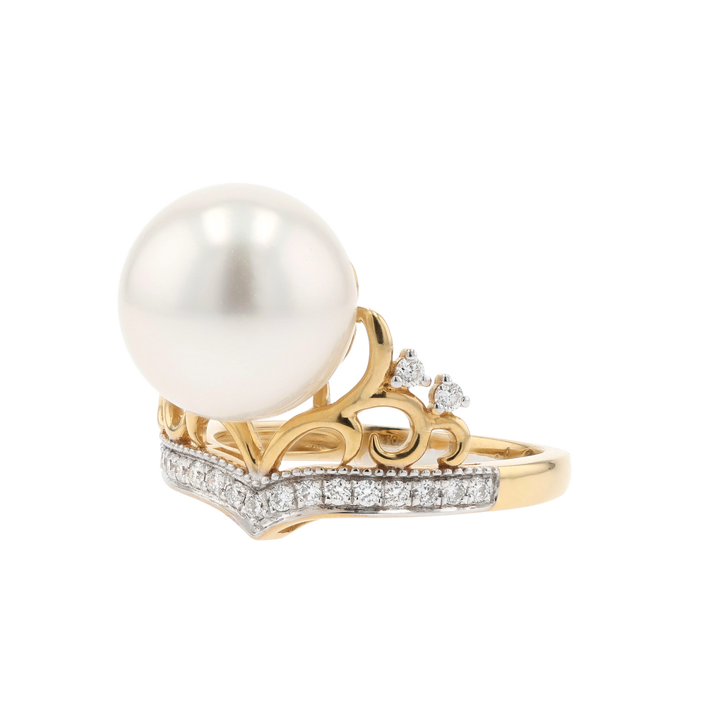 18KG 11.8mm South Sea White Pearl Diamond Ring