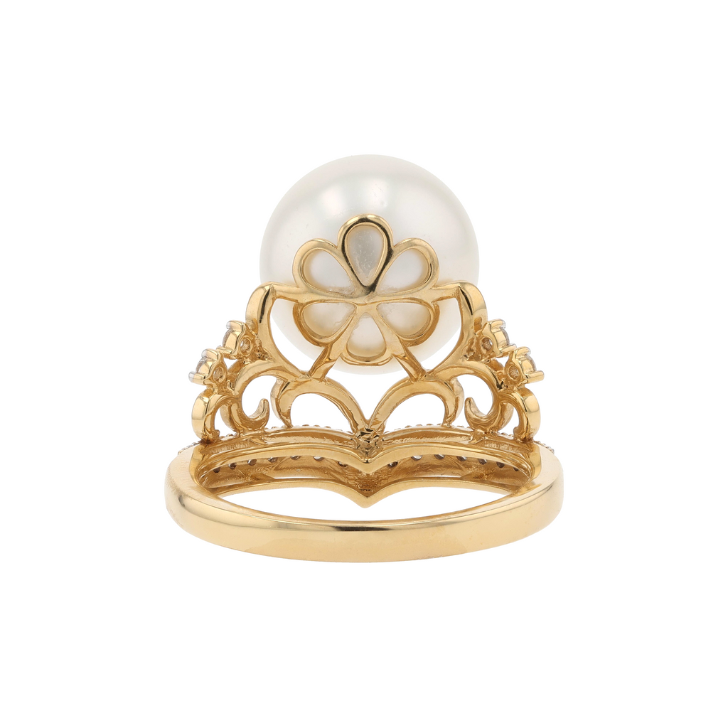 18KG 11.8mm South Sea White Pearl Diamond Ring