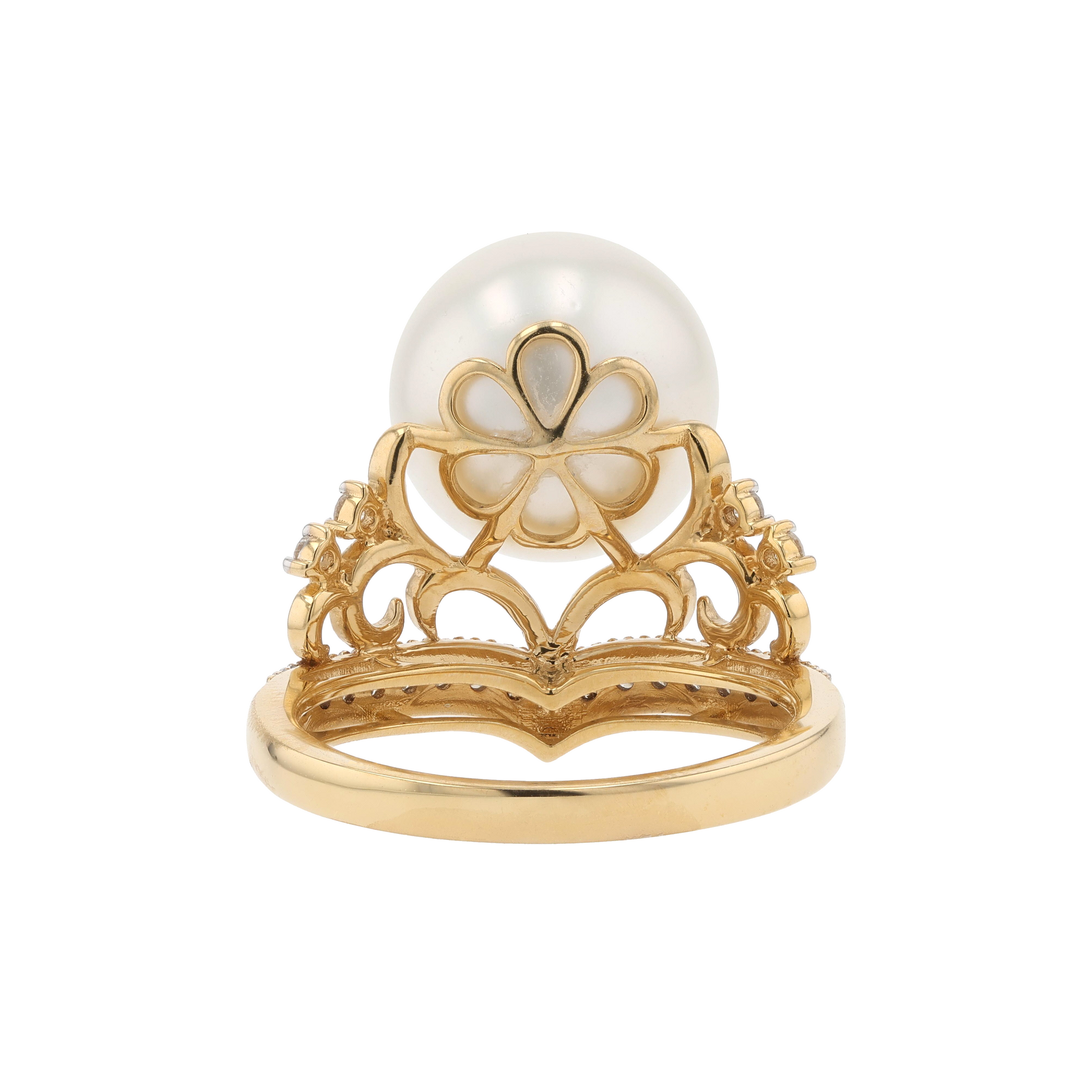 18KG 11.8mm South Sea White Pearl Diamond Ring