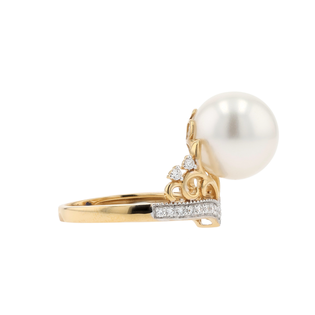 18KG 11.8mm South Sea White Pearl Diamond Ring