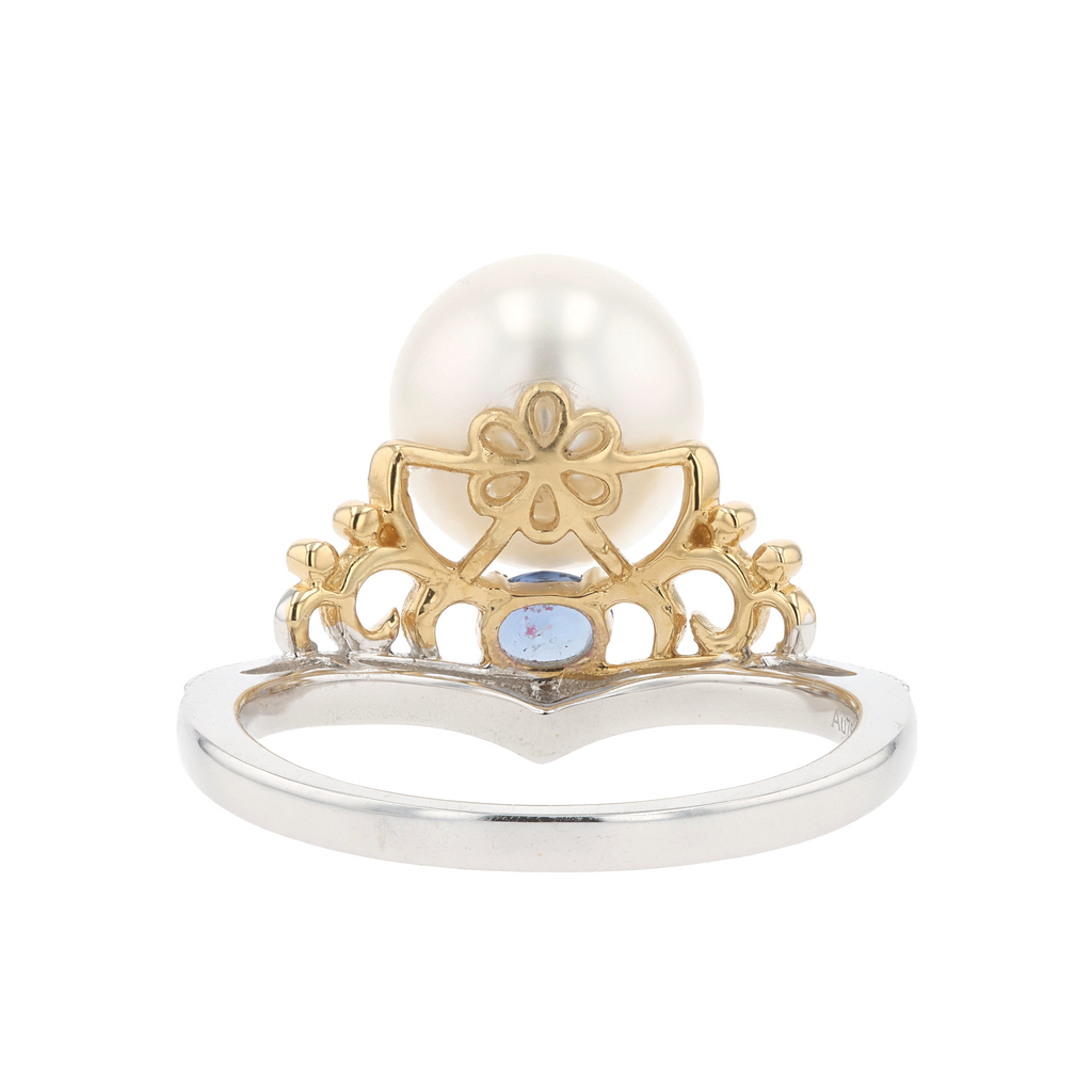 18KG 9.1mm South Sea White Pearl Sapphire Ring