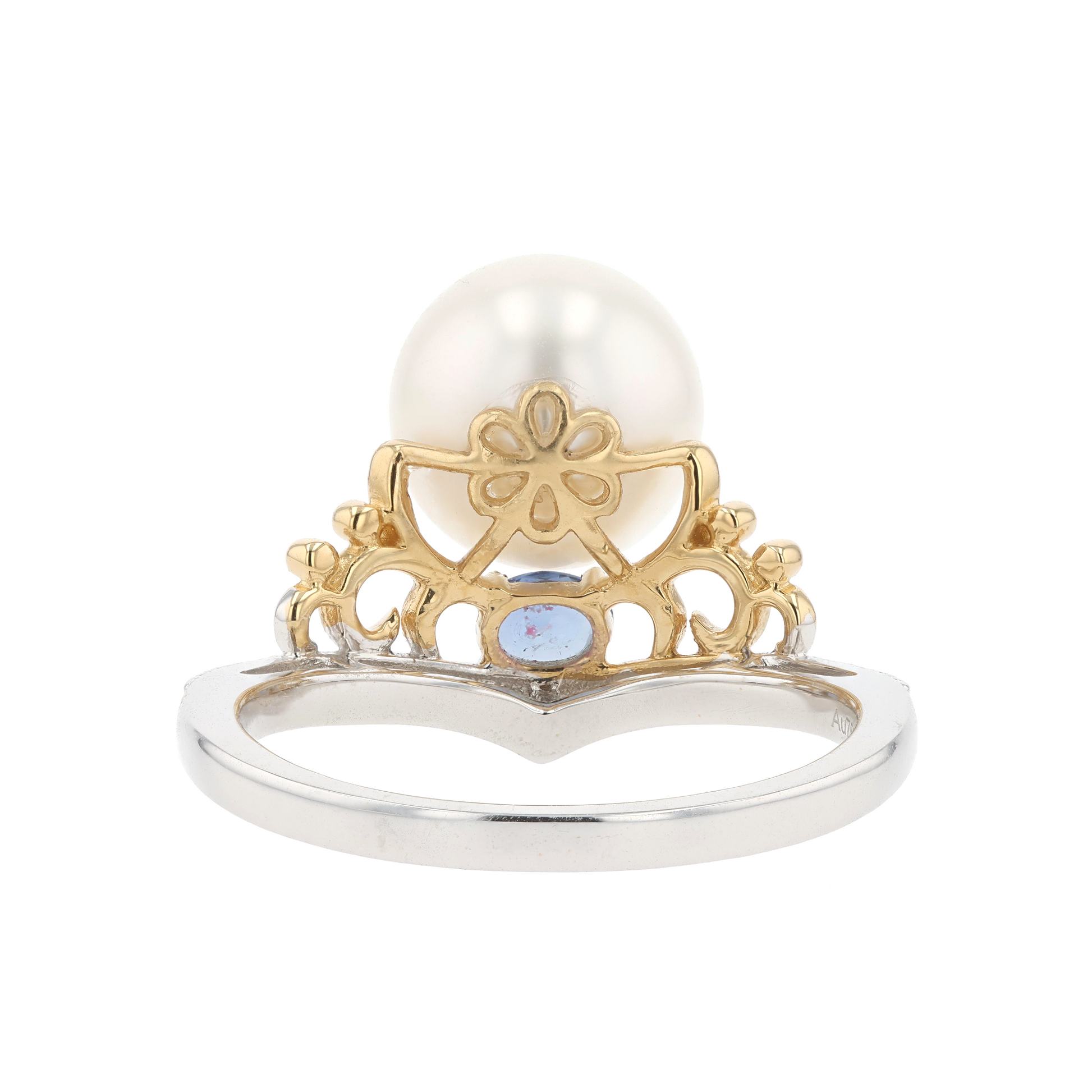 18KG 9.1mm South Sea White Pearl Sapphire Ring