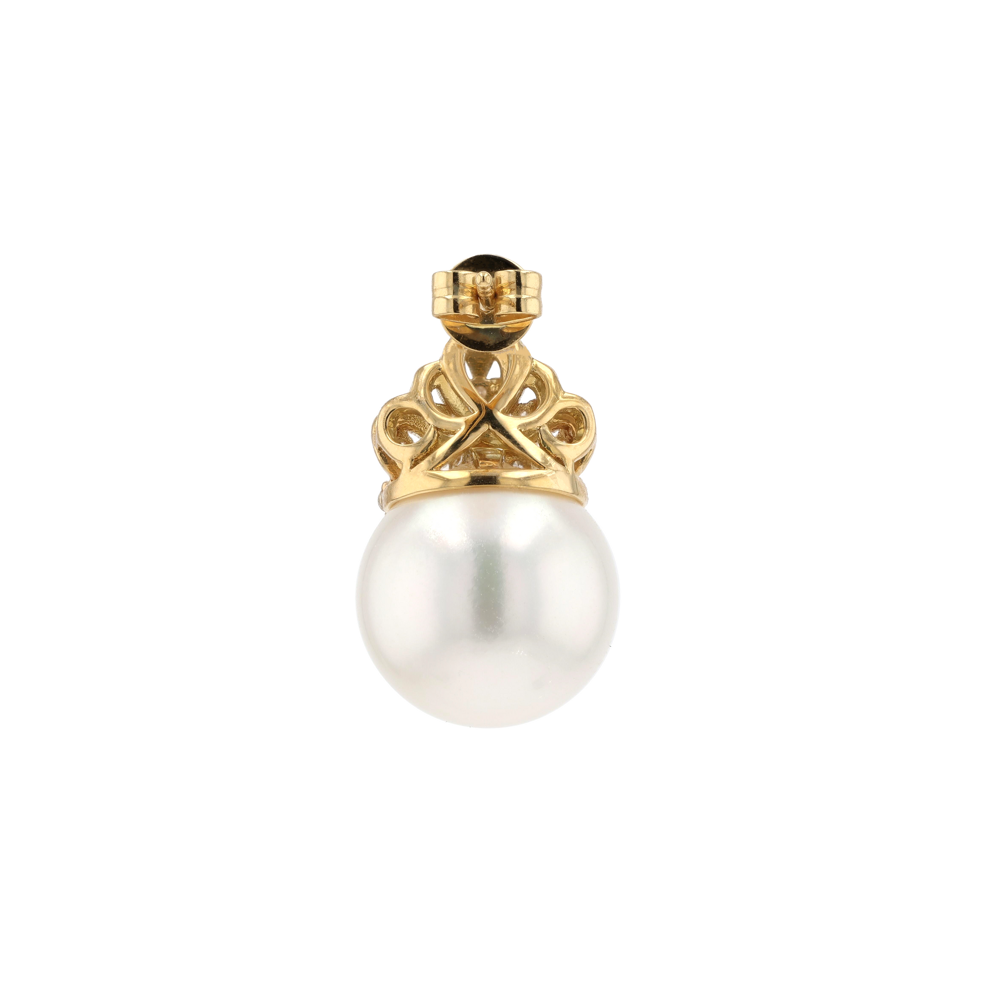 18KG 11.9/11.9mm South Sea White Pearl Diamond Earrings