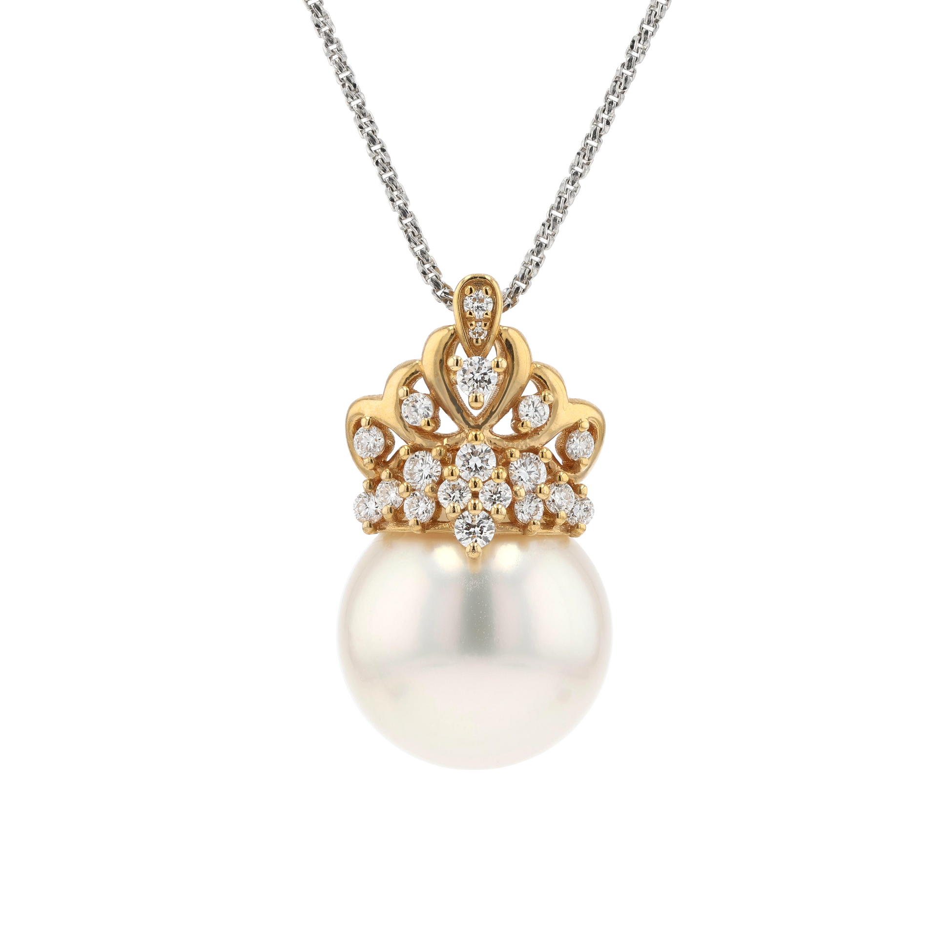 18KG 12.7mm South Sea White Pearl Diamond Pendant