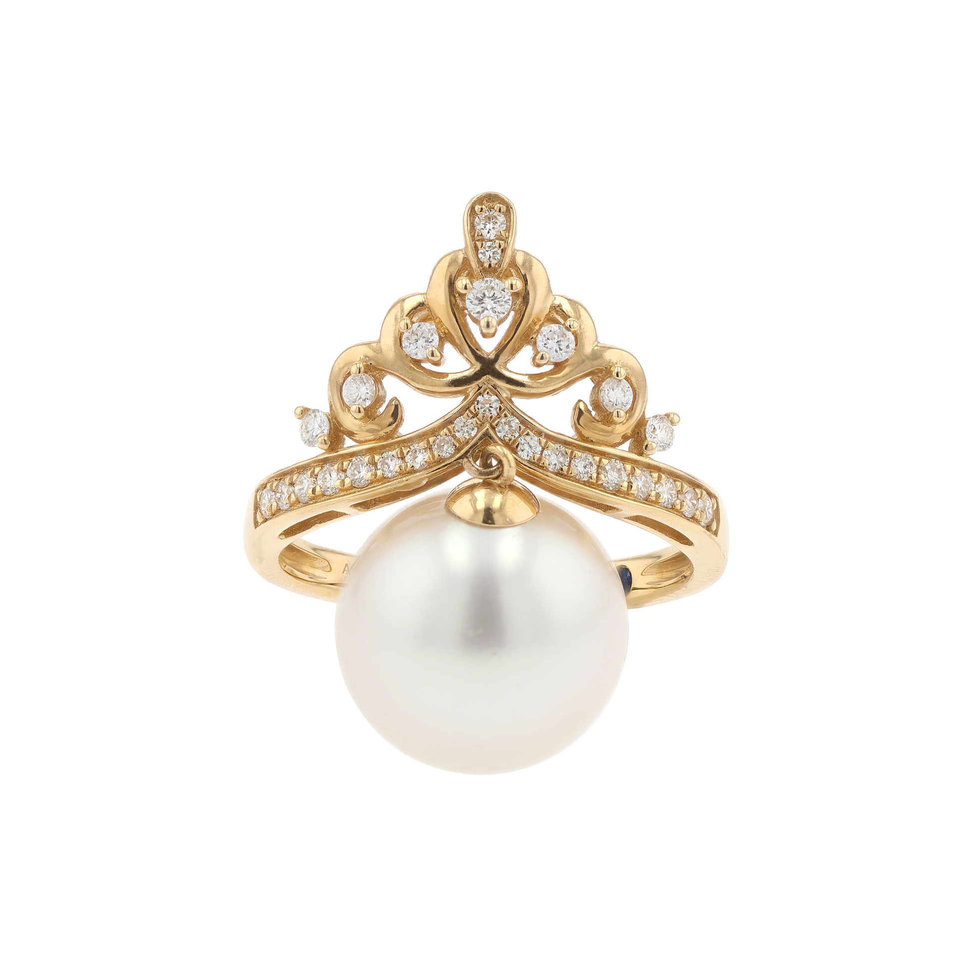 18KG 11.8mm South Sea White Pearl Diamond Ring