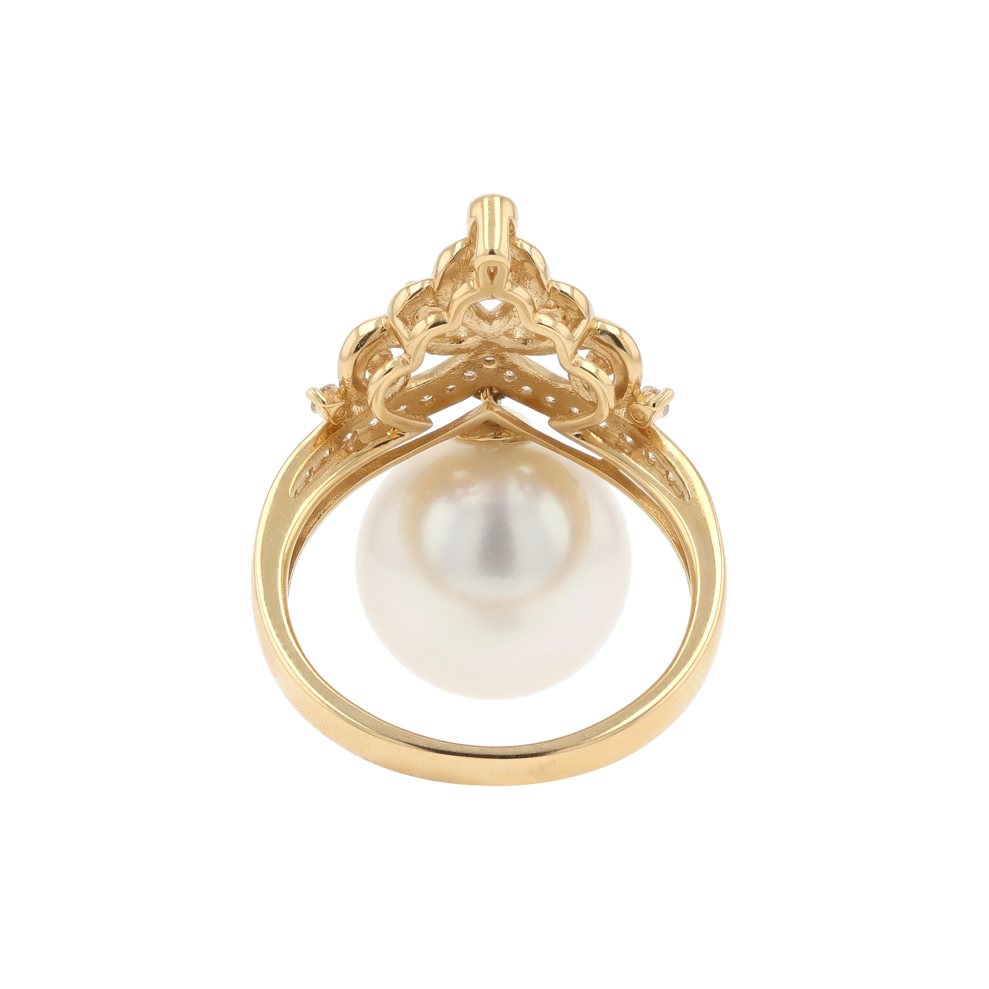 18KG 11.8mm South Sea White Pearl Diamond Ring