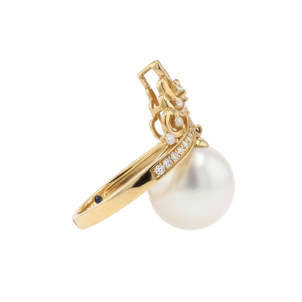 18KG 11.8mm South Sea White Pearl Diamond Ring