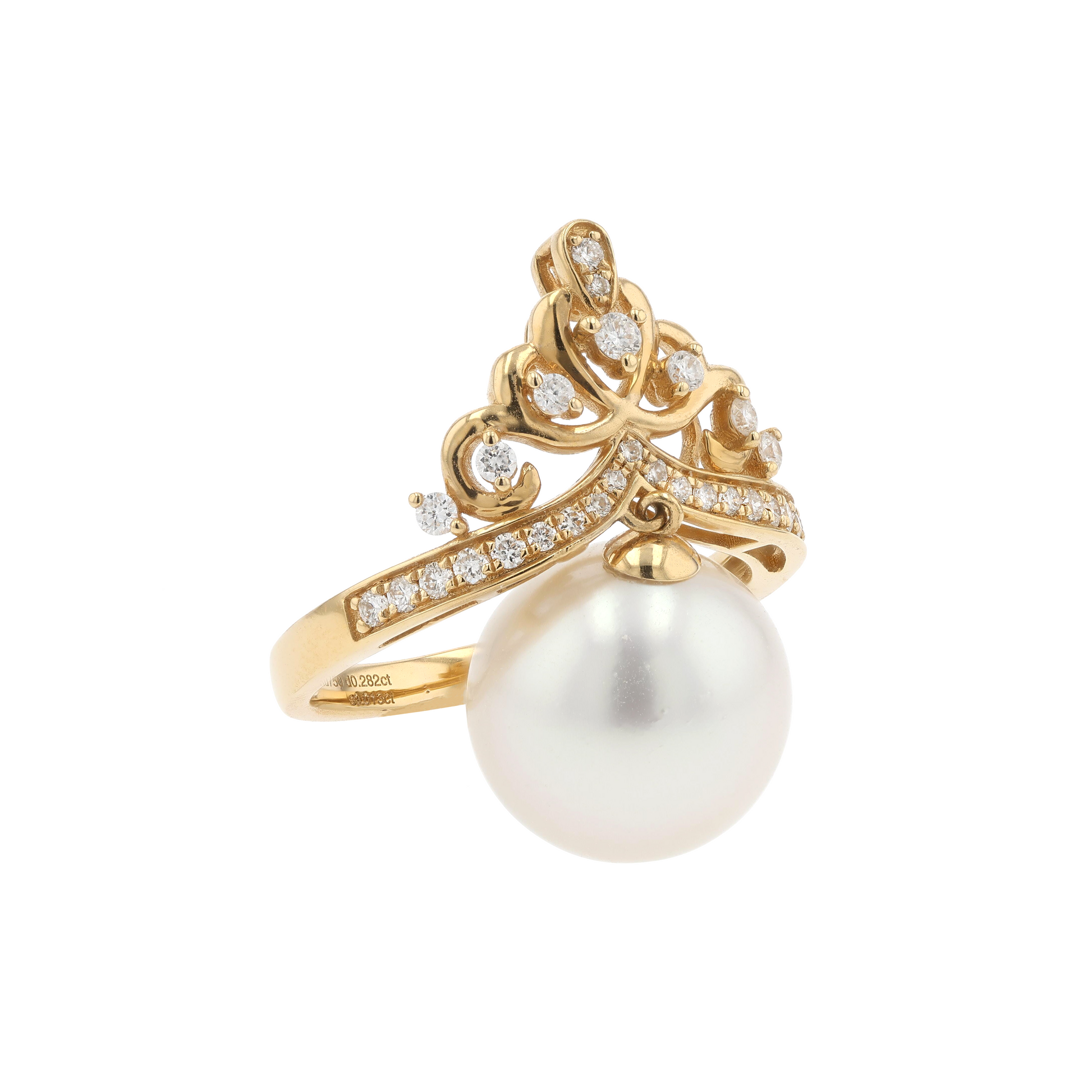 18KG 11.8mm South Sea White Pearl Diamond Ring