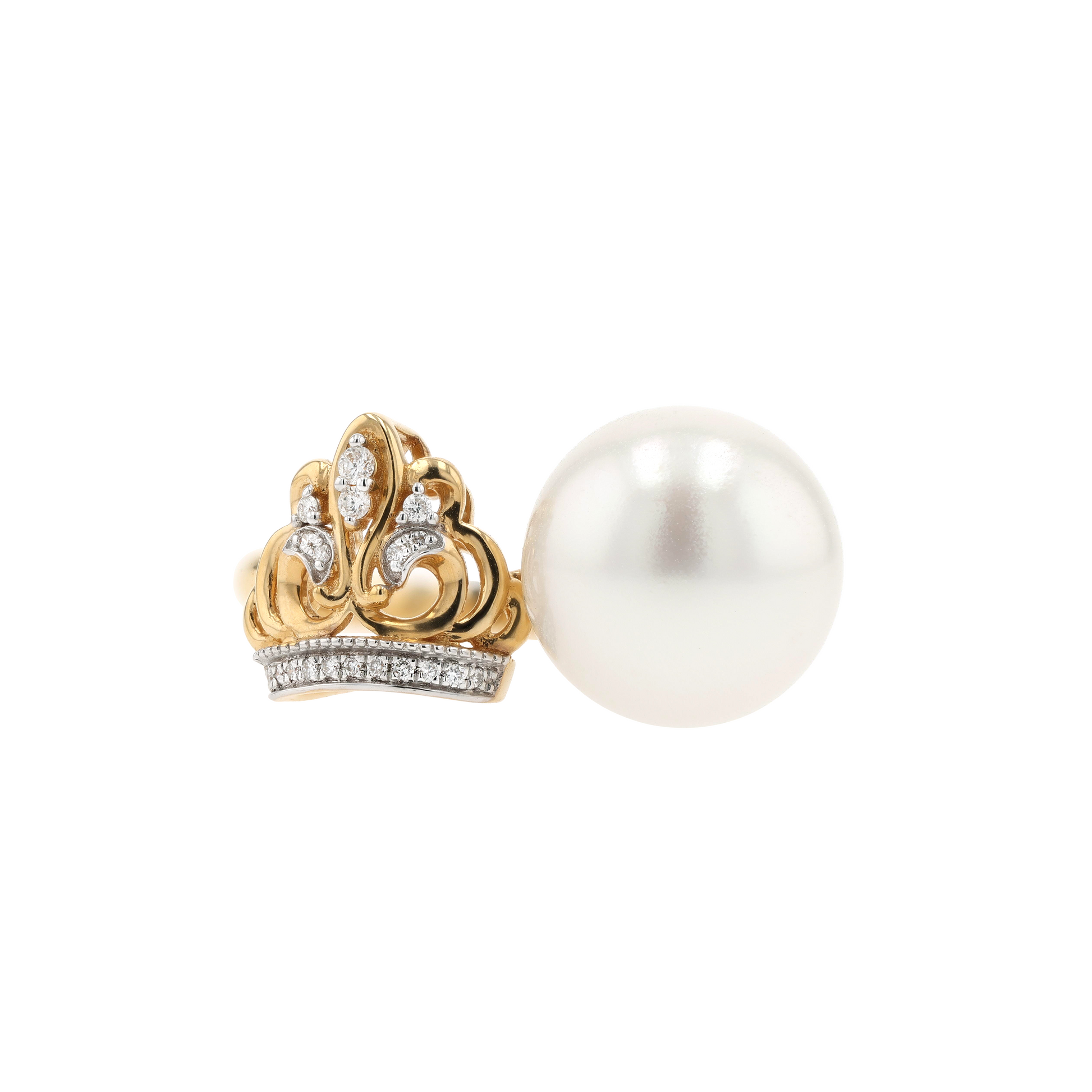 18KG 11.8mm South Sea White Pearl Diamond Ring