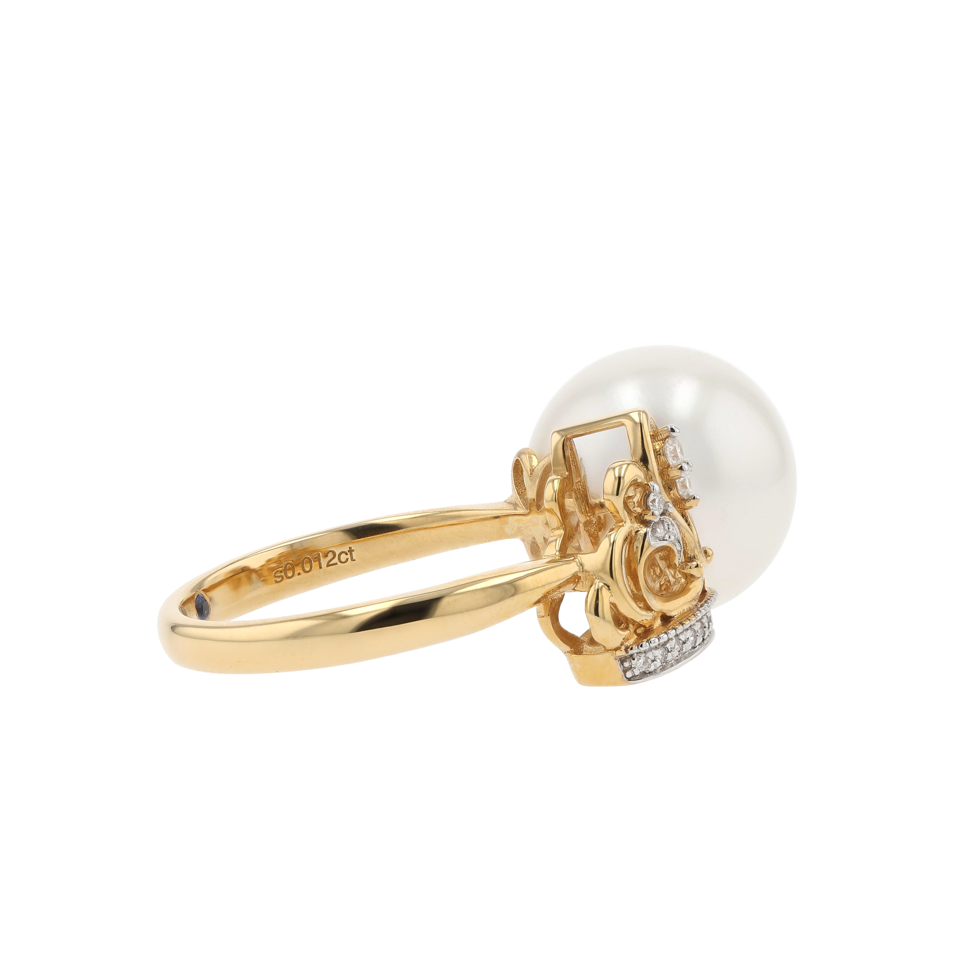 18KG 11.8mm South Sea White Pearl Diamond Ring