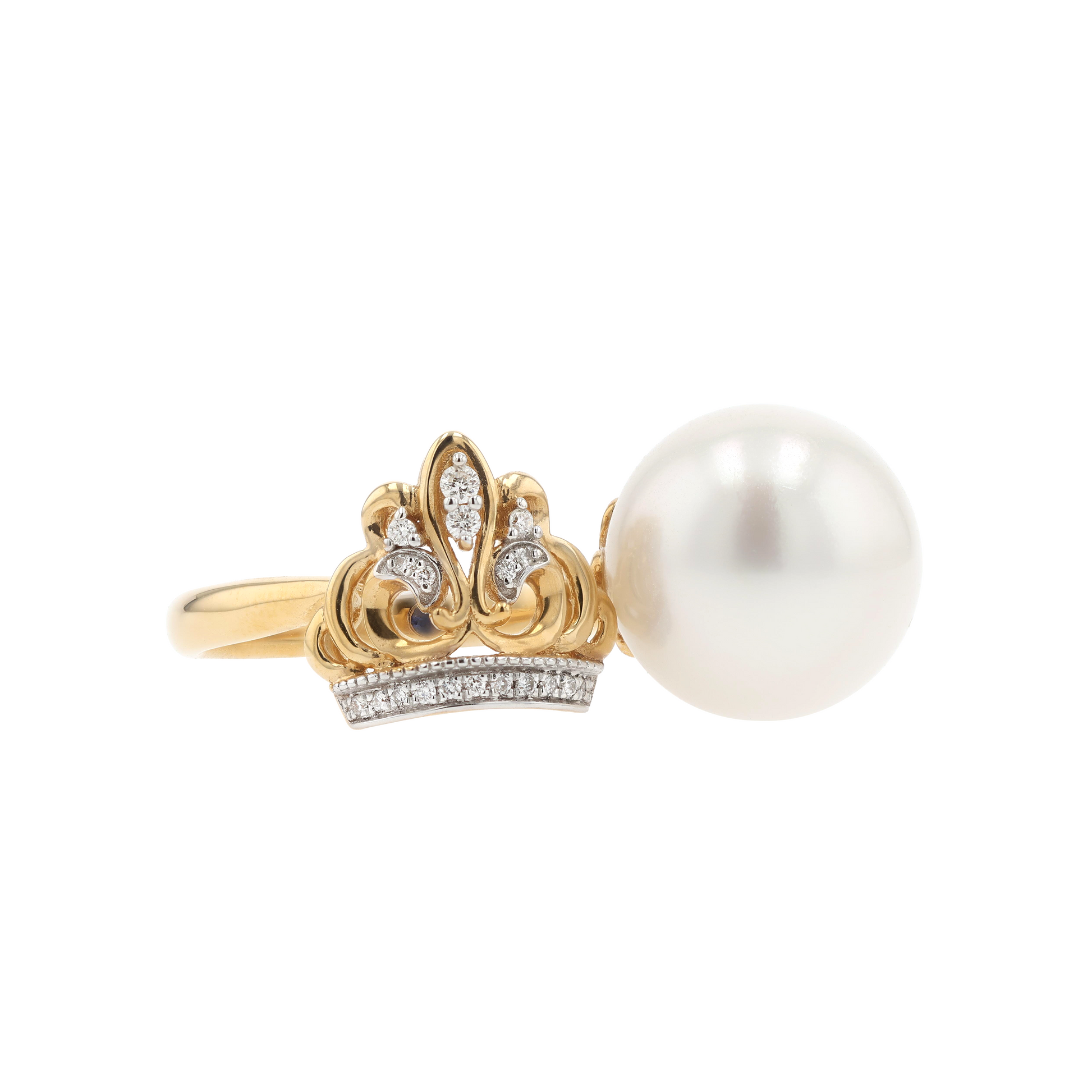 18KG 11.8mm South Sea White Pearl Diamond Ring