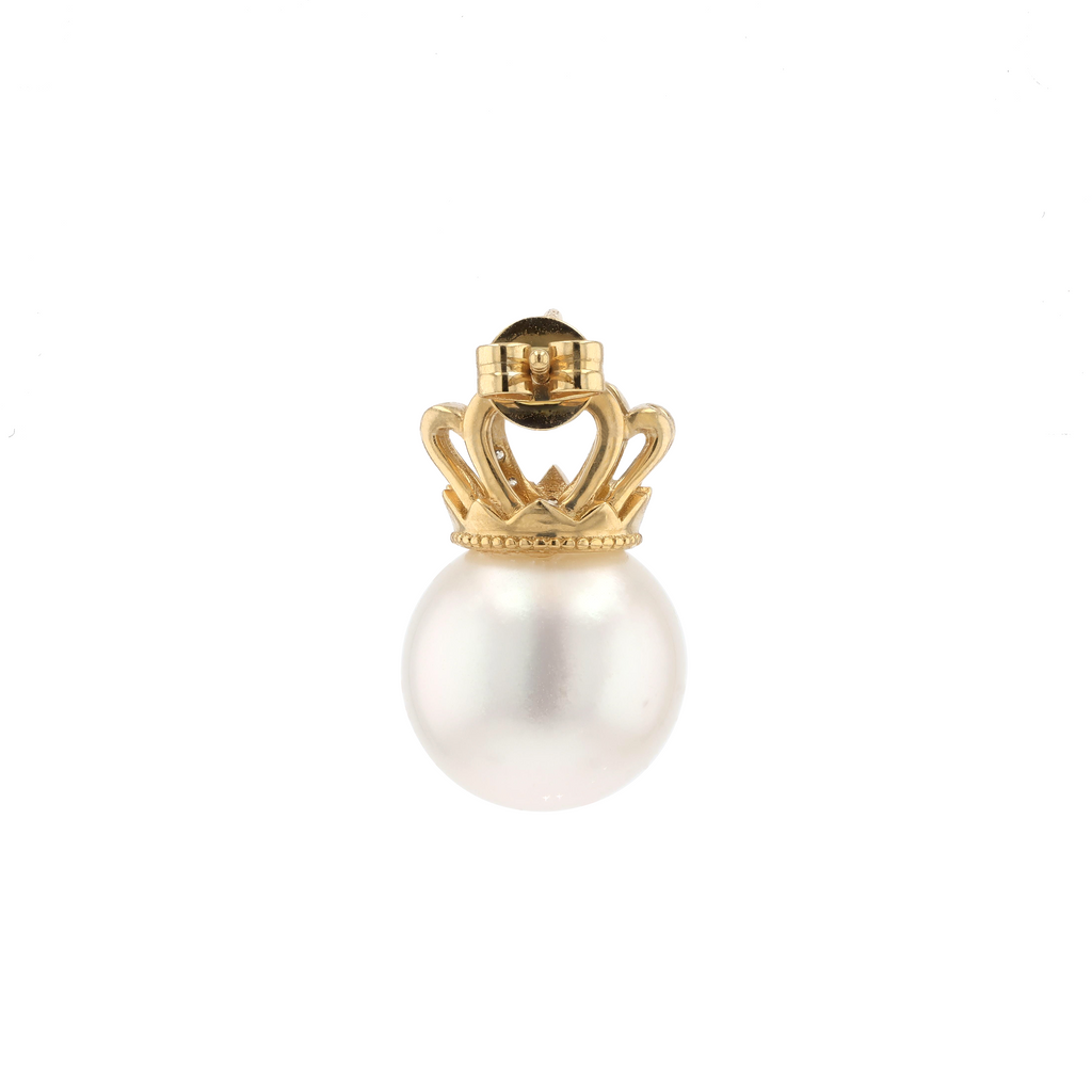 18KG 11.2/11.2mm South Sea White Pearl Diamond Sapphire Earrings