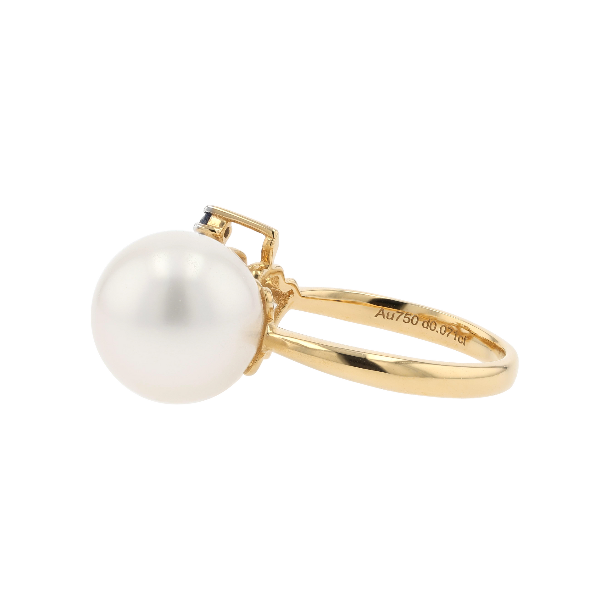 18KG 11.2mm South Sea White Pearl Diamond Sapphire Ring