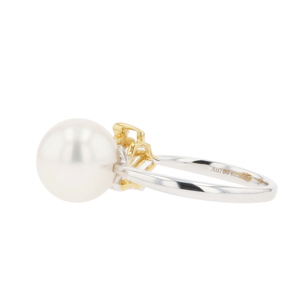 18KG 9.9mm South Sea White Pearl Sapphire Ring