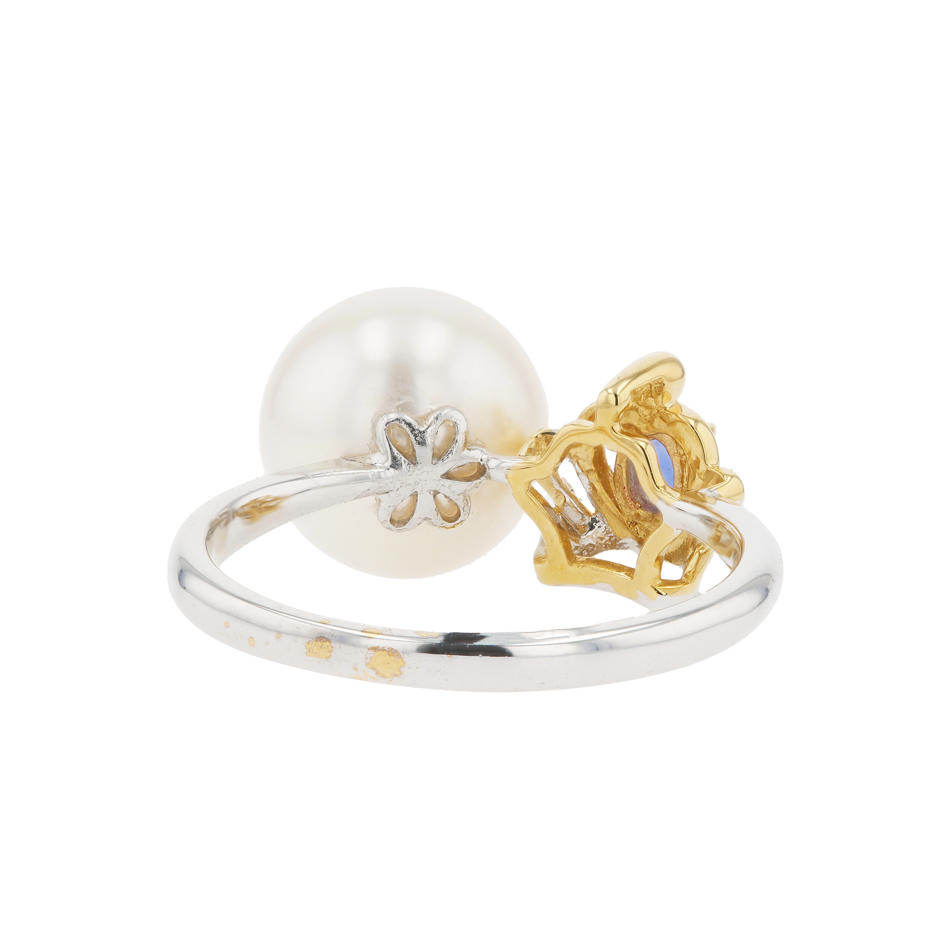 18KG 9.9mm South Sea White Pearl Sapphire Ring