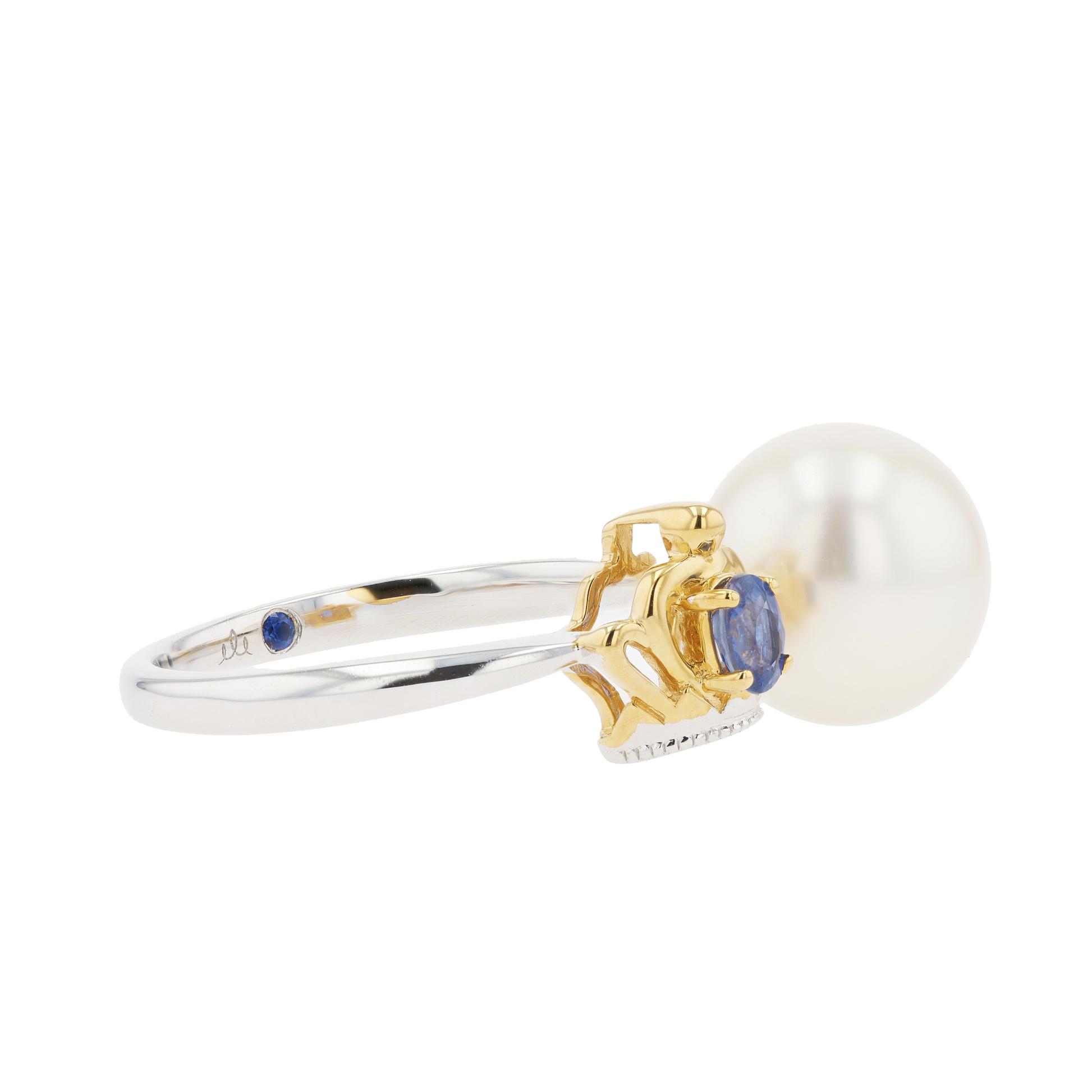 18KG 9.9mm South Sea White Pearl Sapphire Ring