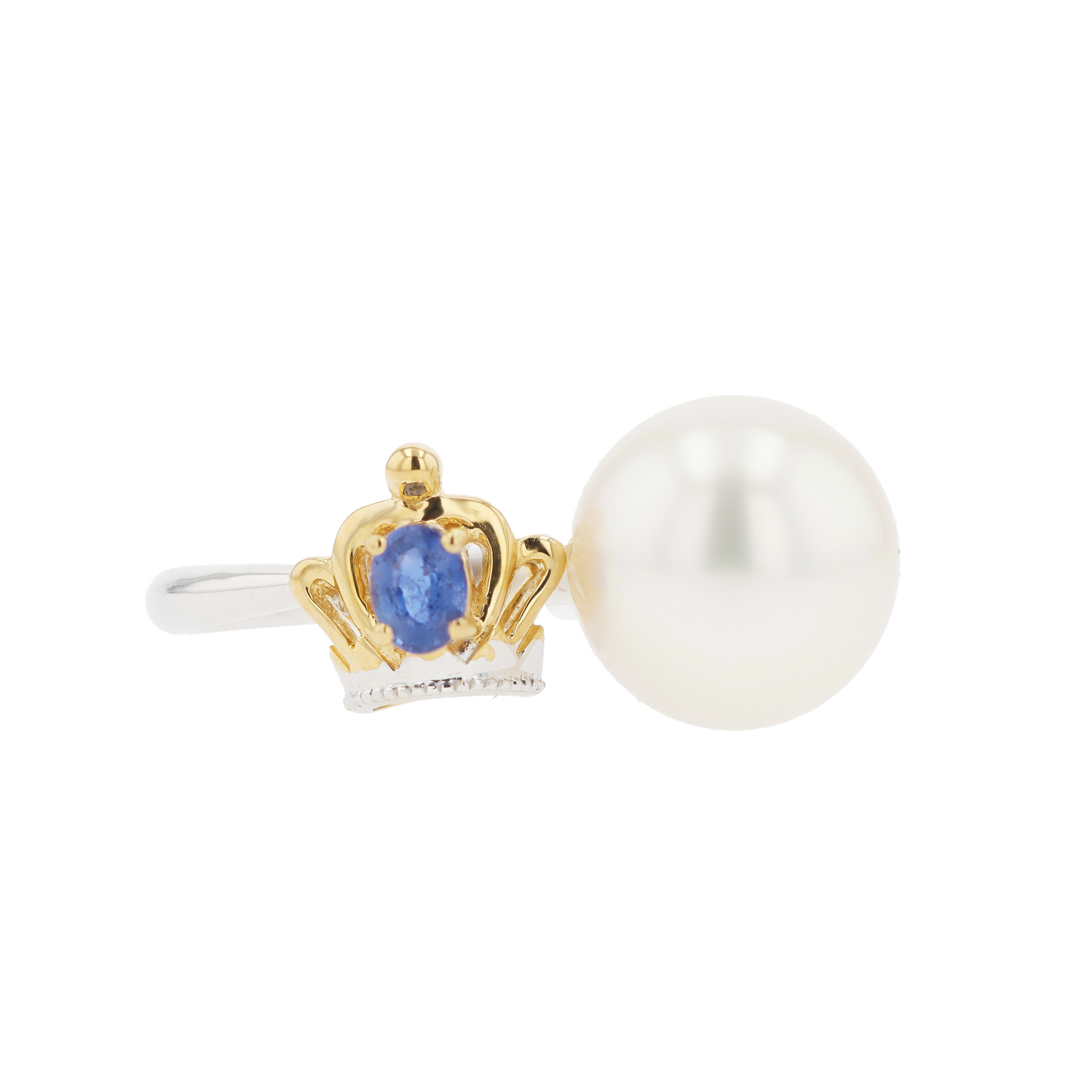 18KG 9.9mm South Sea White Pearl Sapphire Ring