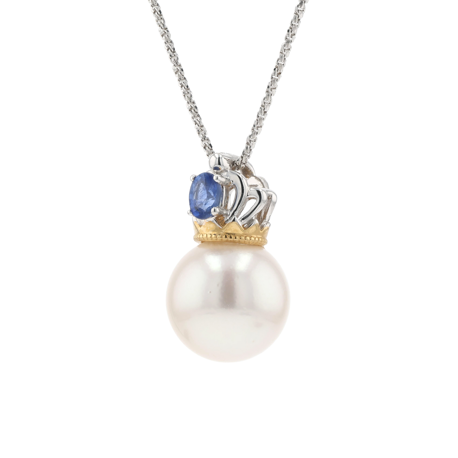 18KG 11.0mm South Sea White Pearl Sapphire Pendant