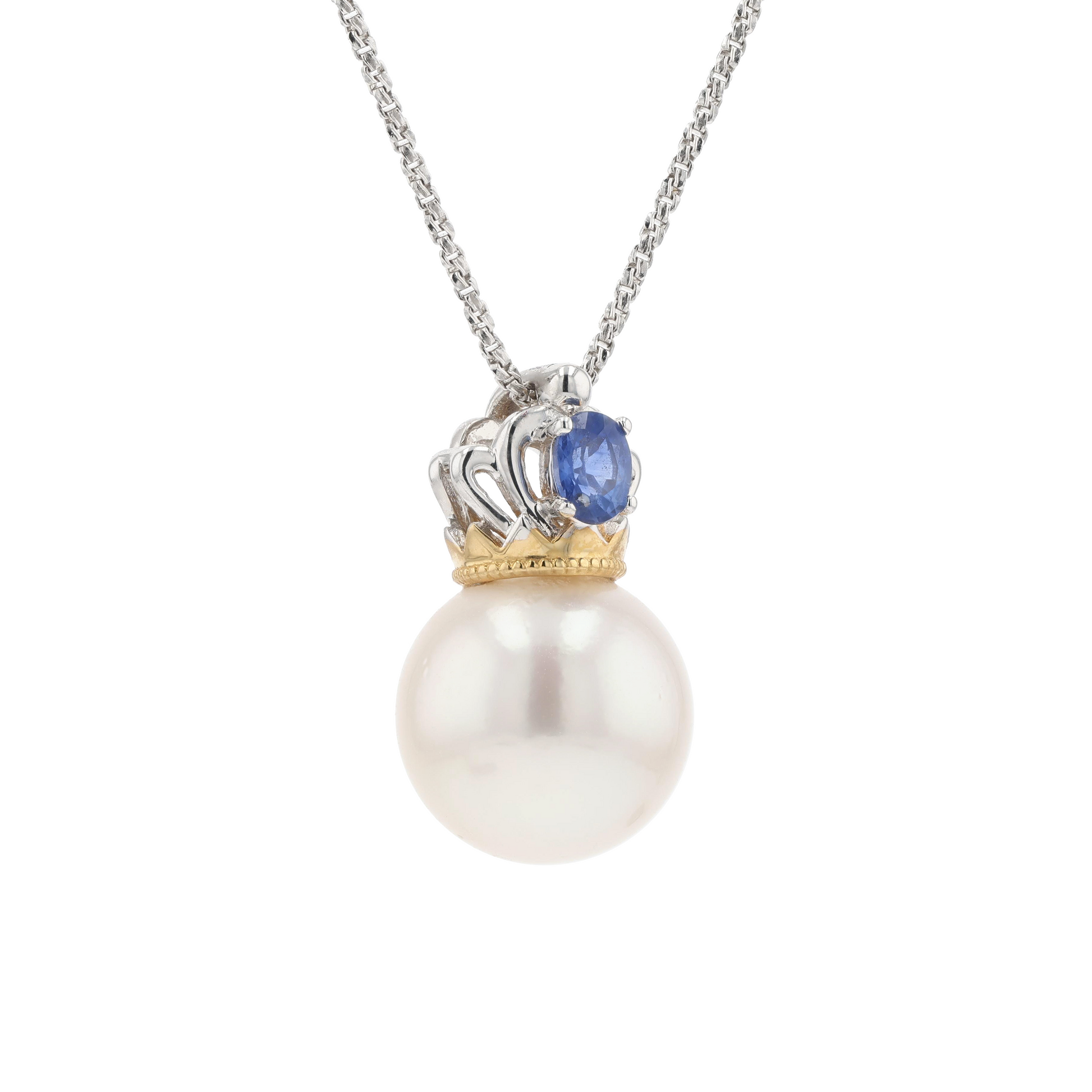 18KG 11.0mm South Sea White Pearl Sapphire Pendant