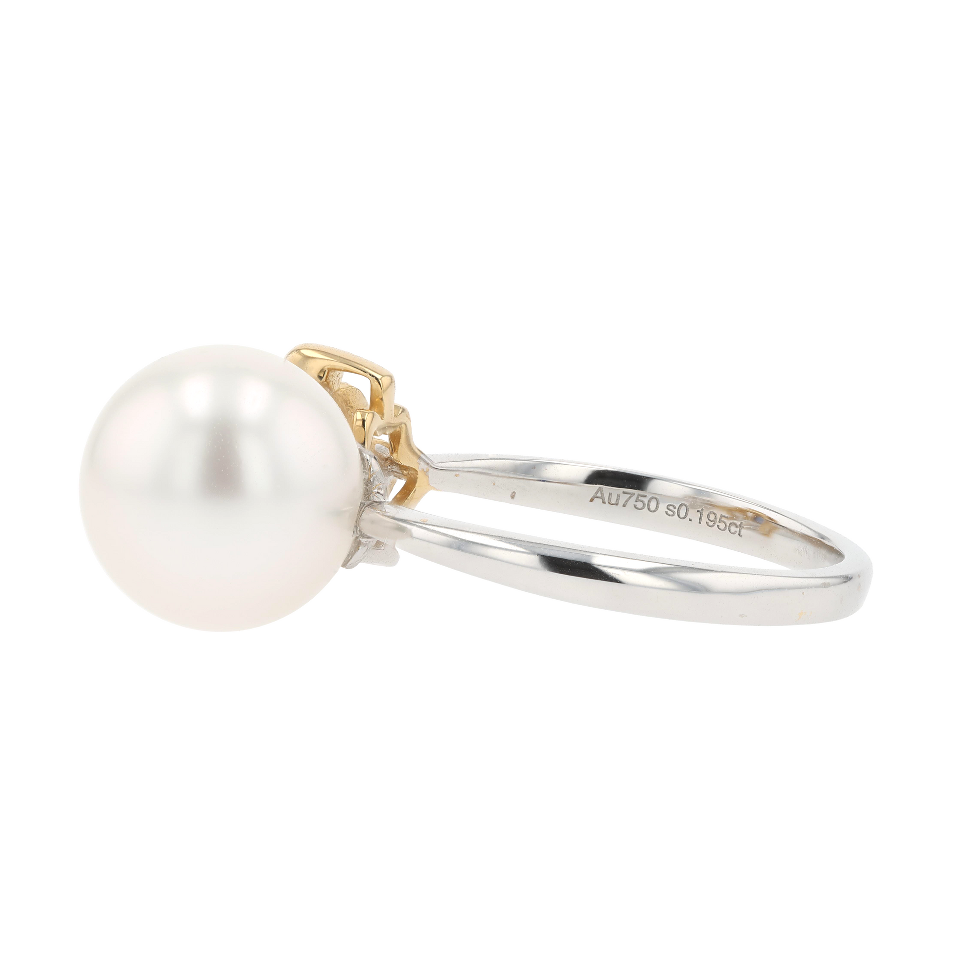 18KG 9.9mm South Sea White Pearl Sapphire Ring