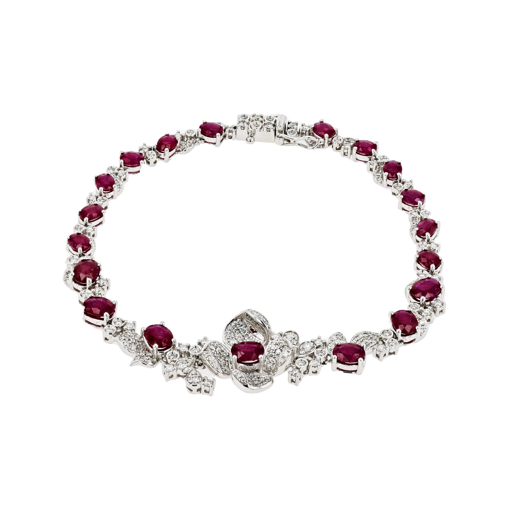 18KG Natural Vivid Pigeon's Blood Red Ruby Diamond Bracelet