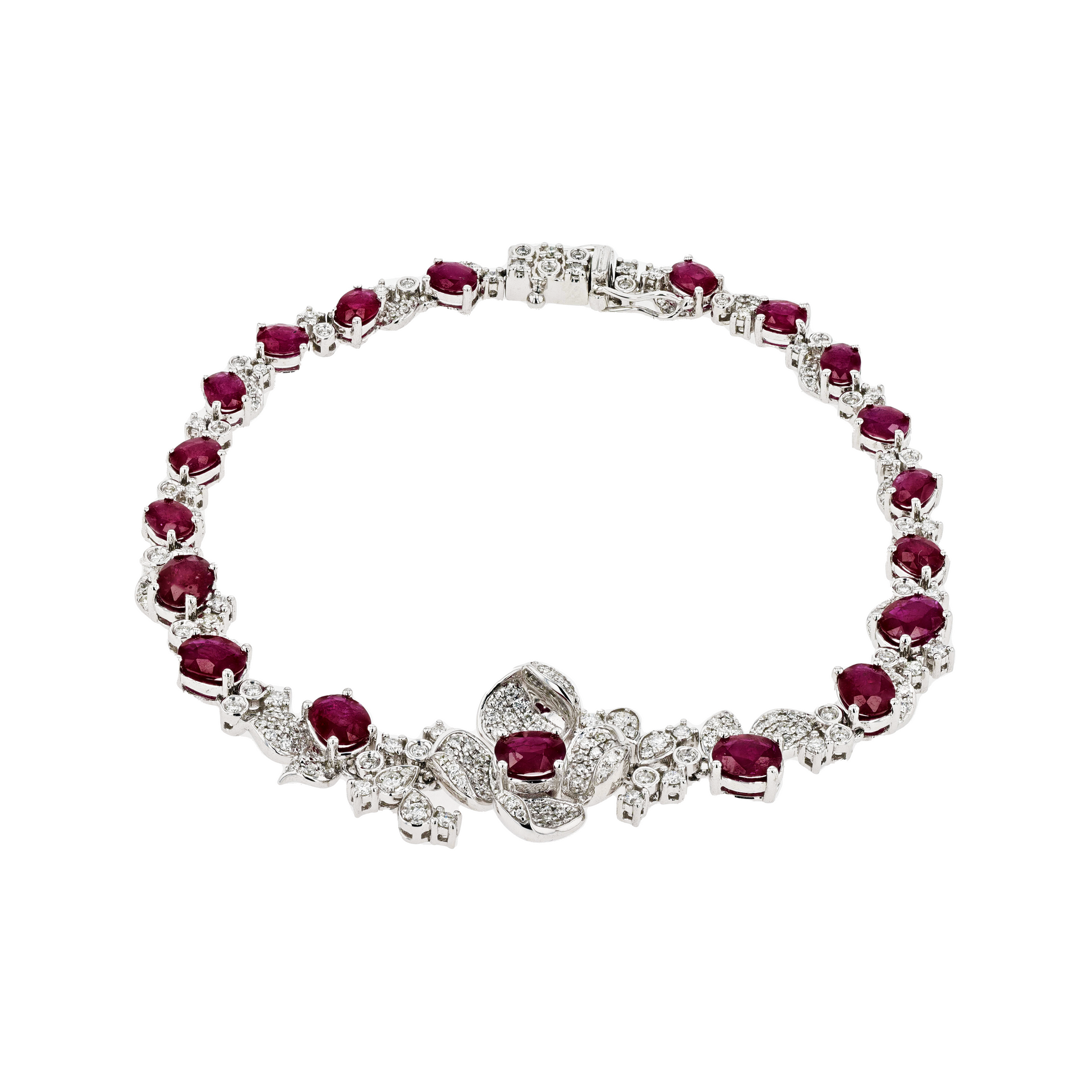 18KG Natural Vivid Pigeon's Blood Red Ruby Diamond Bracelet