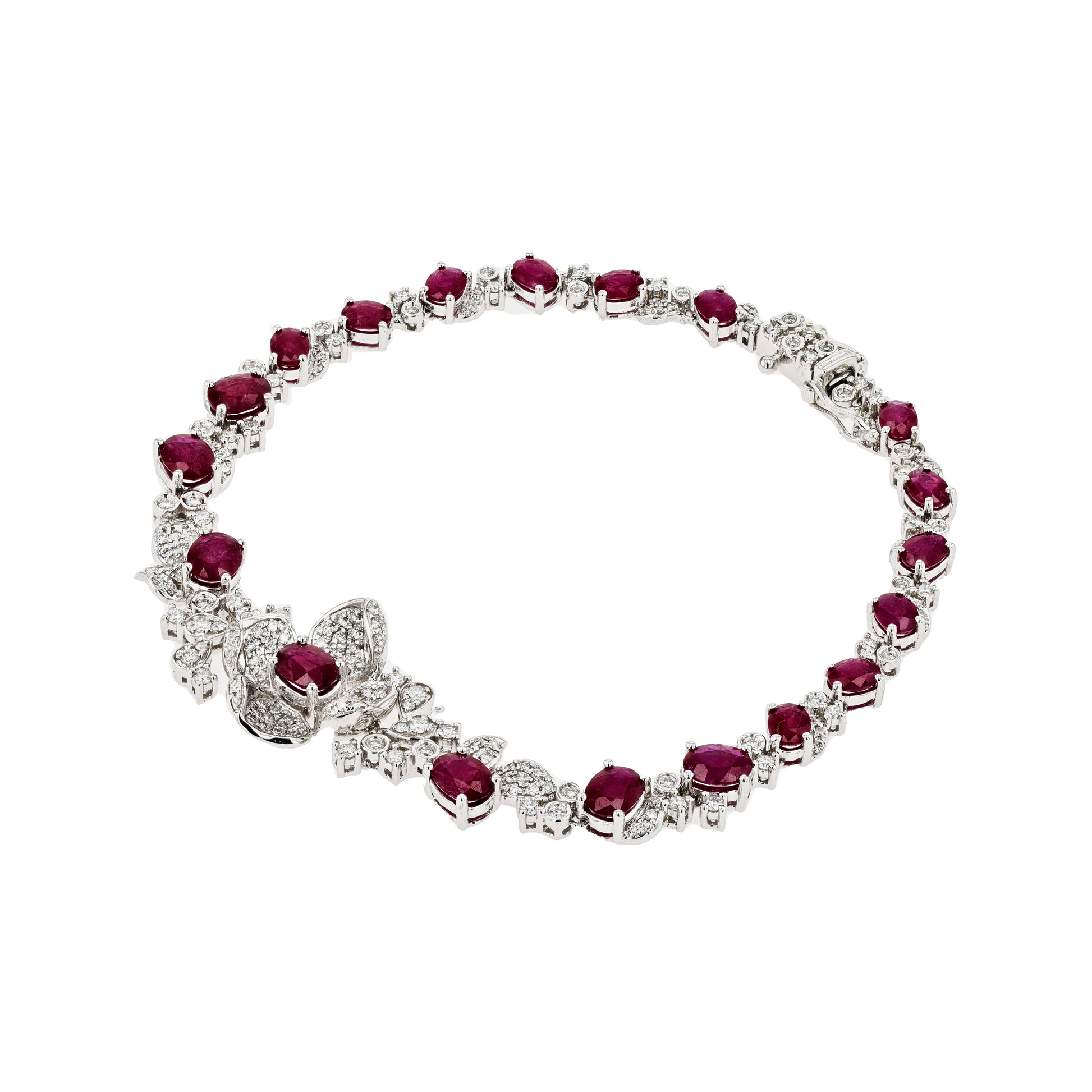 18KG Natural Vivid Pigeon's Blood Red Ruby Diamond Bracelet