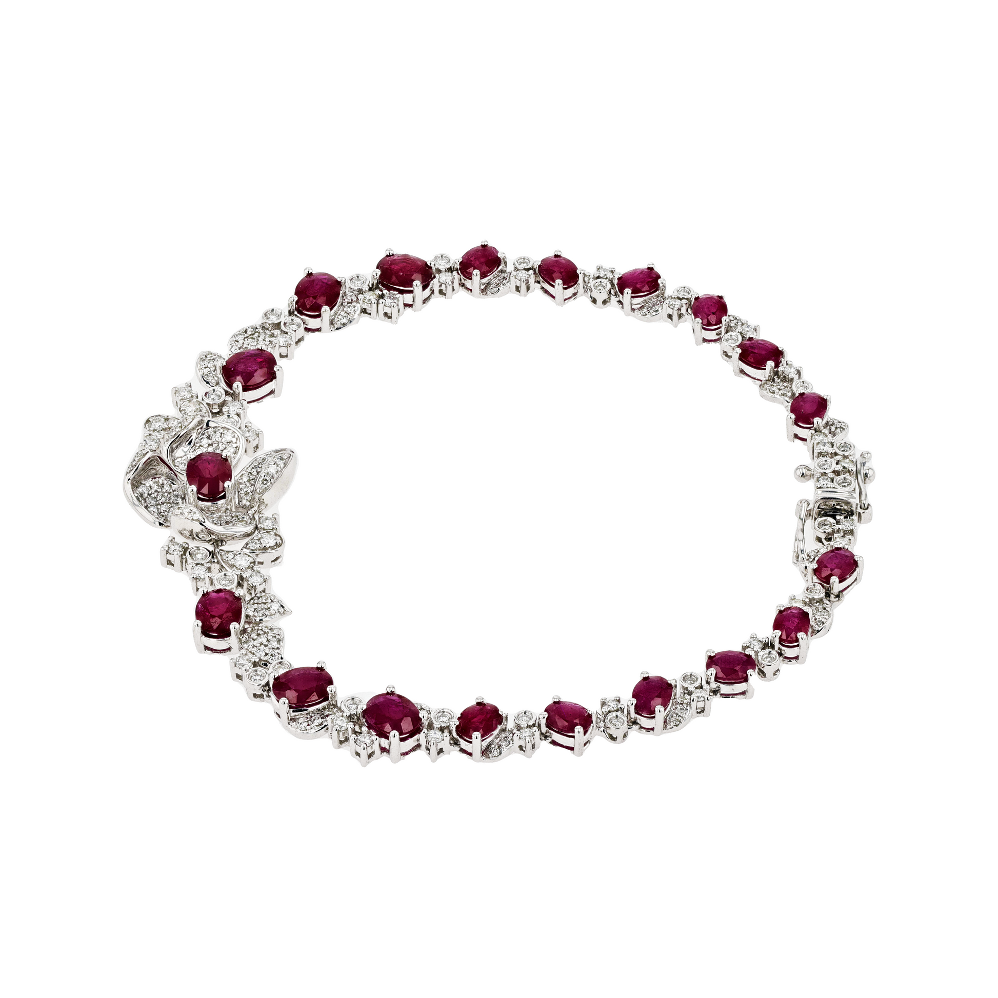 18KG Natural Vivid Pigeon's Blood Red Ruby Diamond Bracelet