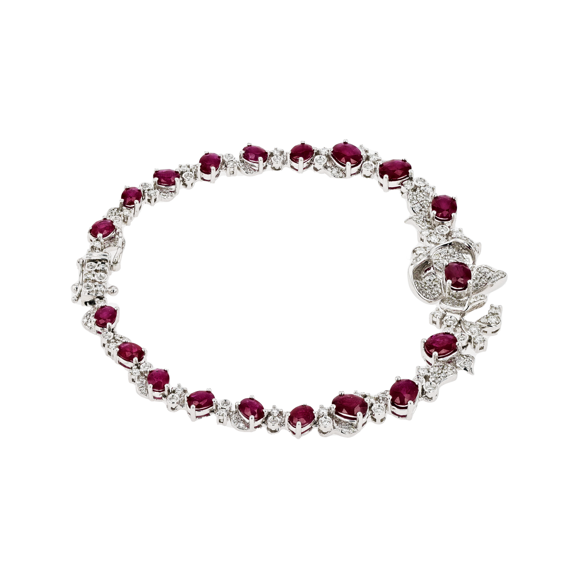 18KG Natural Vivid Pigeon's Blood Red Ruby Diamond Bracelet