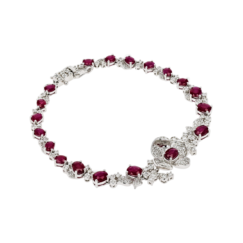 18KG Natural Vivid Pigeon's Blood Red Ruby Diamond Bracelet