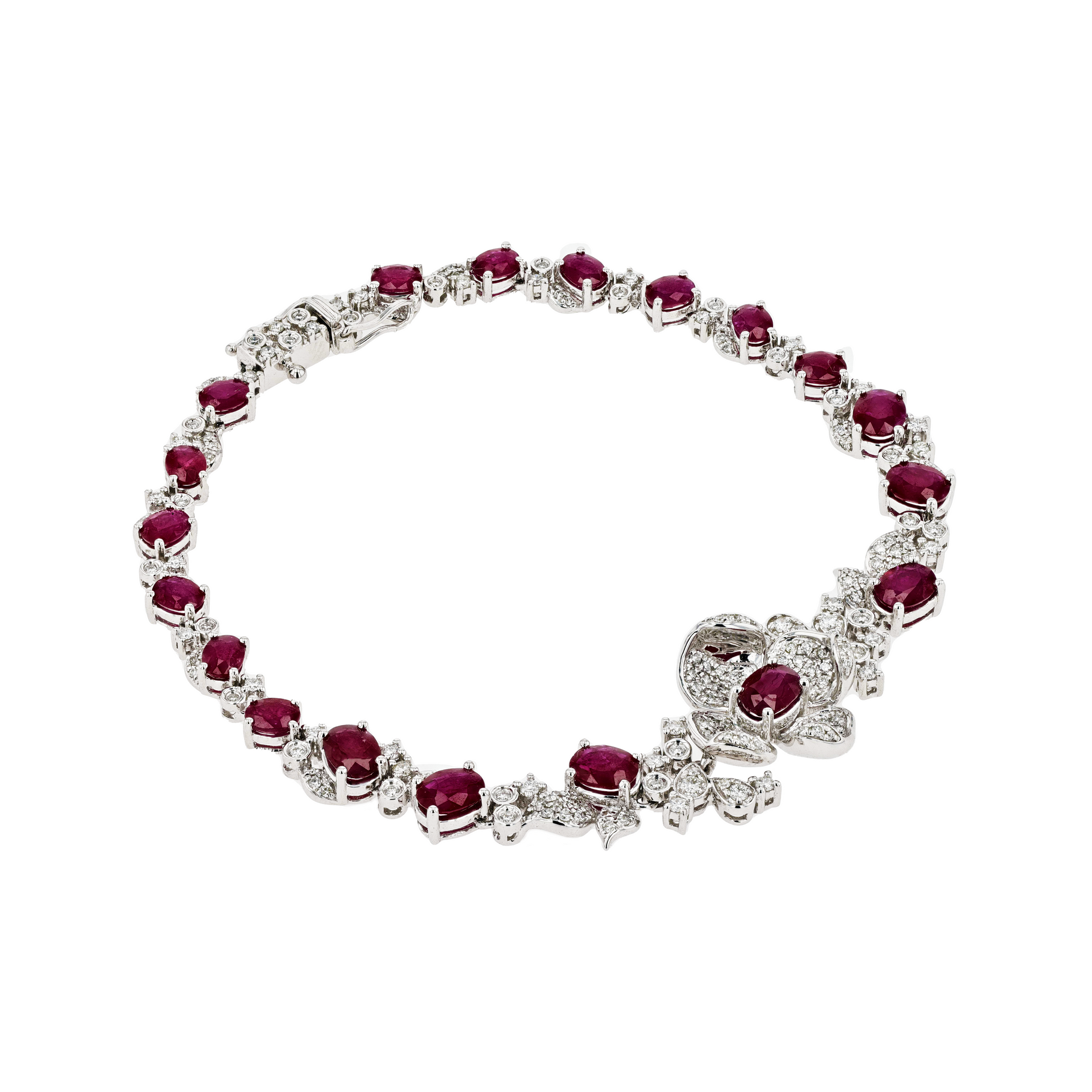 18KG Natural Vivid Pigeon's Blood Red Ruby Diamond Bracelet