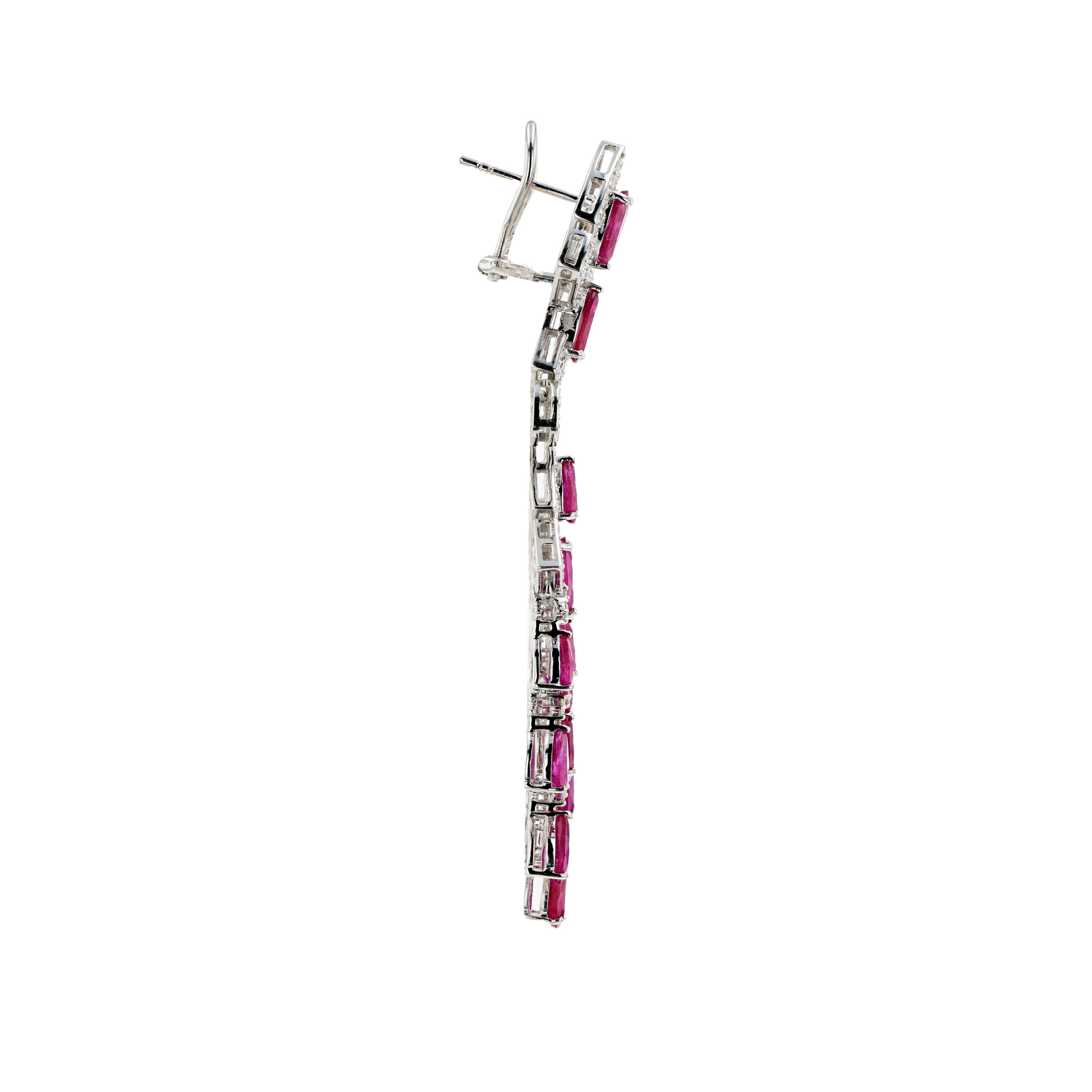 18KG Natural Unheated Red Ruby Diamond Earrings